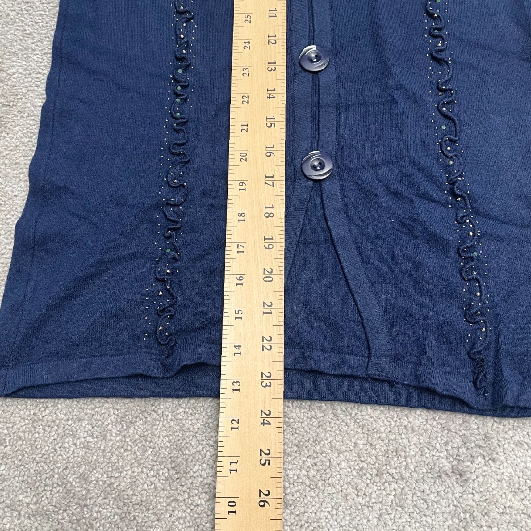 Vintage T-C Fashion Cardigan Sweater Womens XL Navy Blue Button Down Knit Casual Studded All Seasons Size XL / US 12-14 / IT 48-50 - 6 Thumbnail