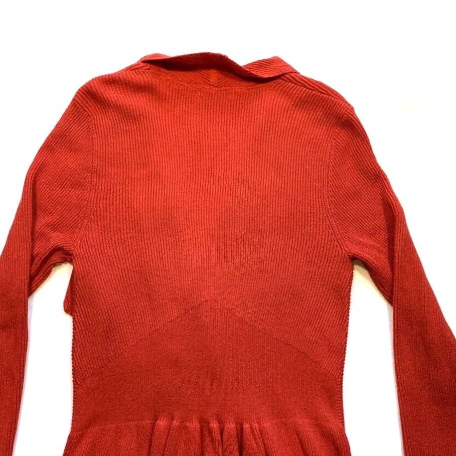 NIC+ZOE NIC+ZOE Flared Cardigan Long Sweater Ribbed Pleated Back Button Front Red M EUC Women Knit Wool Blend Shirt Sweater (Regular) Girls? Size M / US 6-8 / IT 42-44 - 7 Thumbnail