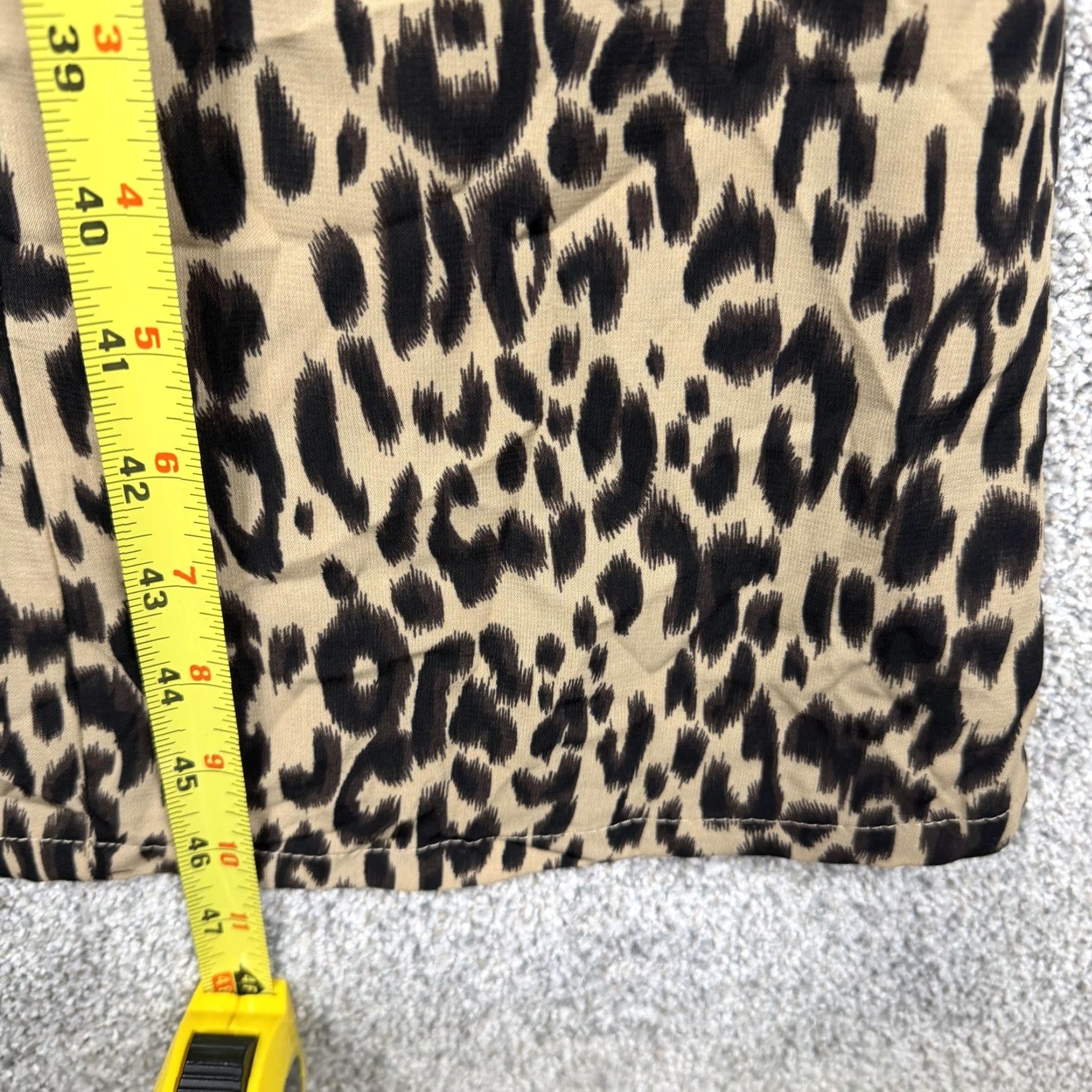 Vintage Sienna Sky Dress Medium Brown Leopard Fit & Flare Midi Flutter Sleeve Boho Shirt Size M / US 6-8 / IT 42-44 - 3 Thumbnail