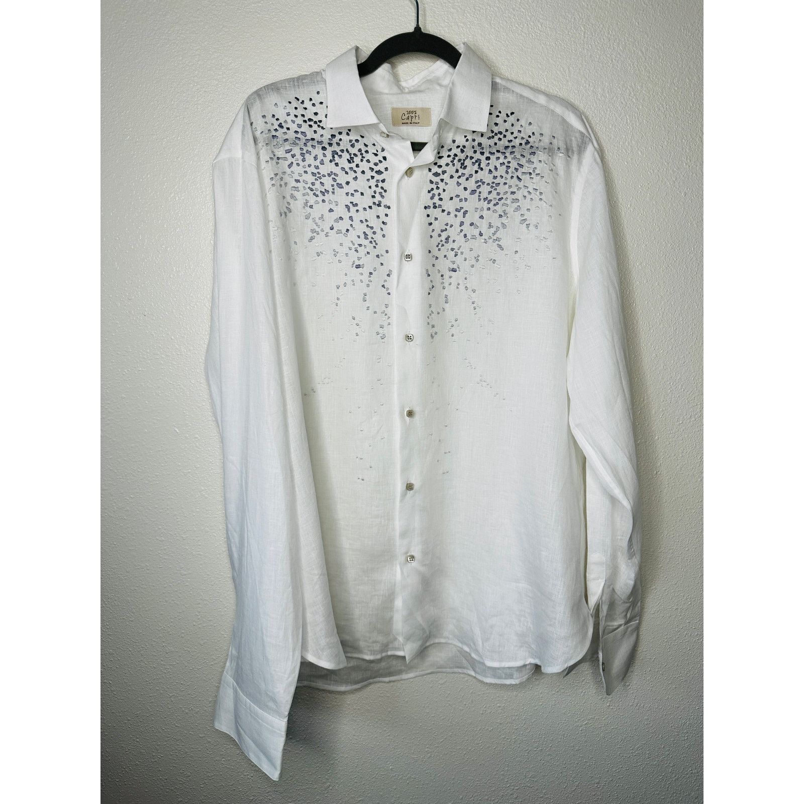 Other 100% Capri White Dust Blue Embroidered Pebble Rock Shirt XXL Size US XXL / EU 58 / 5 - 3 Thumbnail