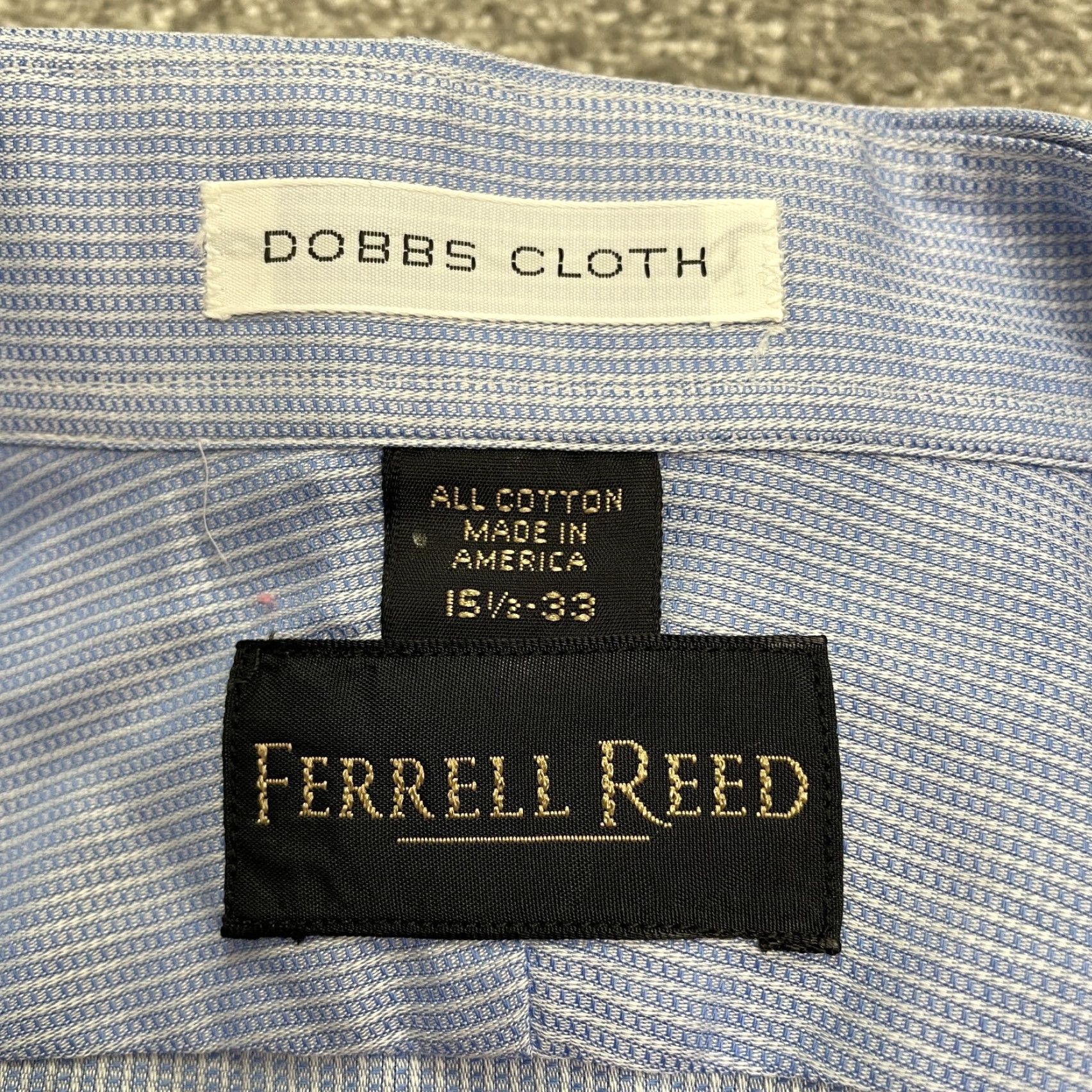 Vintage VINTAGE Ferrell Reed Dobbs Cloth Dress Shirt Men 15.5 Blue Pinstripe Cotton 34in Regular Mens Size 40R - 6 Thumbnail