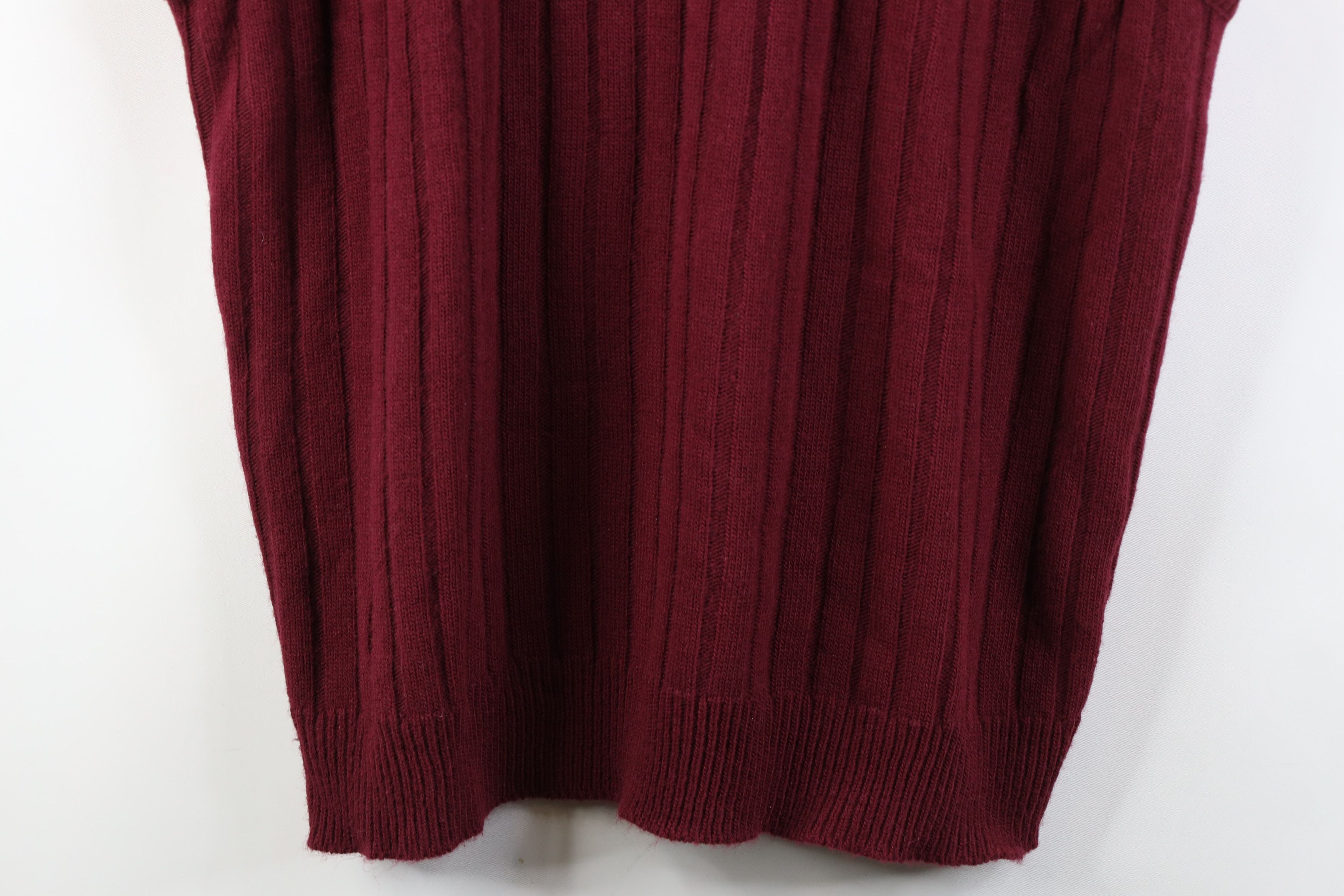 Vintage Vintage 70s Streetwear Ribbed Knit Sweater Vest Burgundy USA Size US XL / EU 56 / 4 - 3 Thumbnail