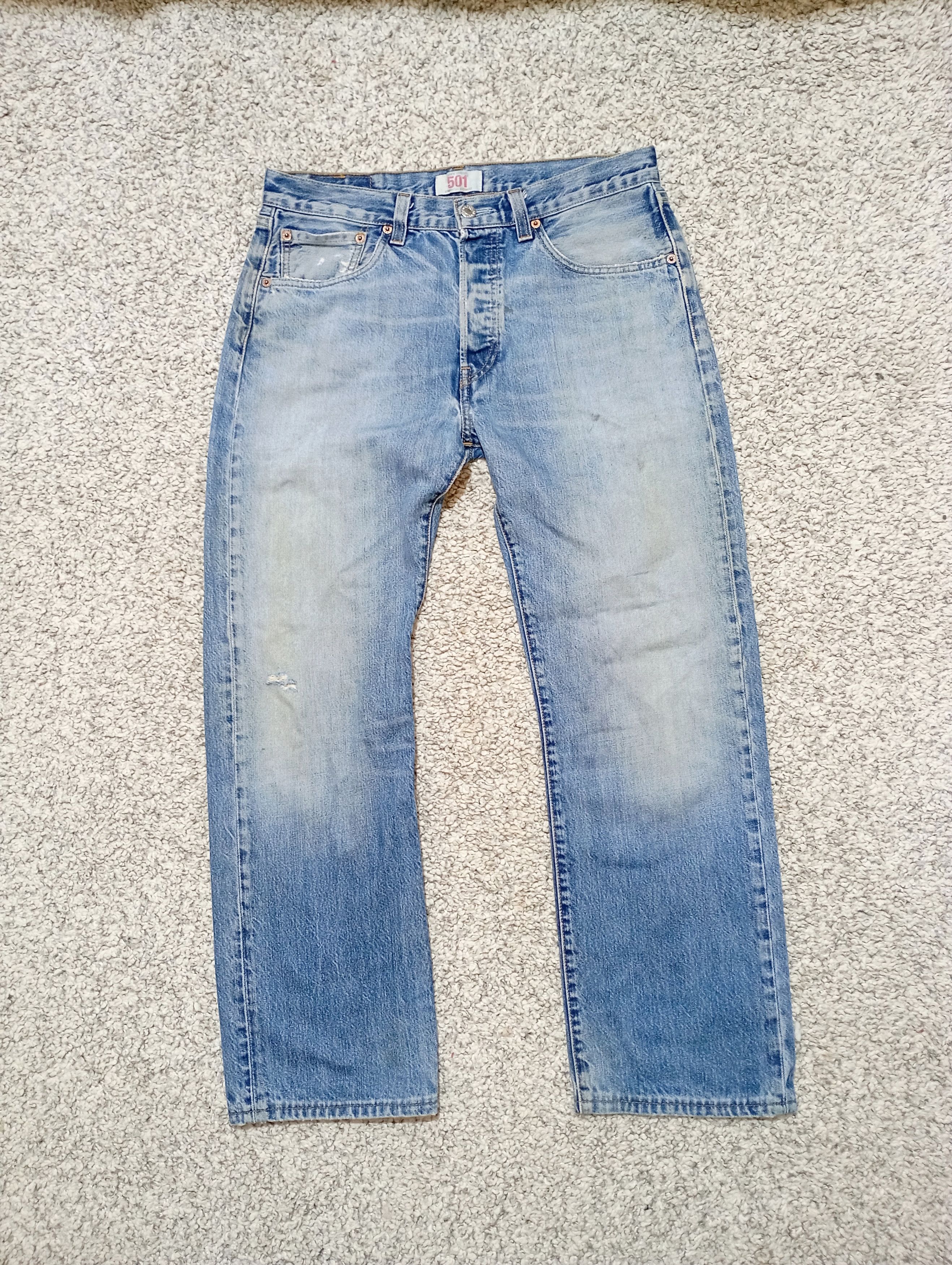 Levi's Vintage Levis 501 Bleu Wash Distressed Jeans Size US 32 / EU 48 - 2 Thumbnail