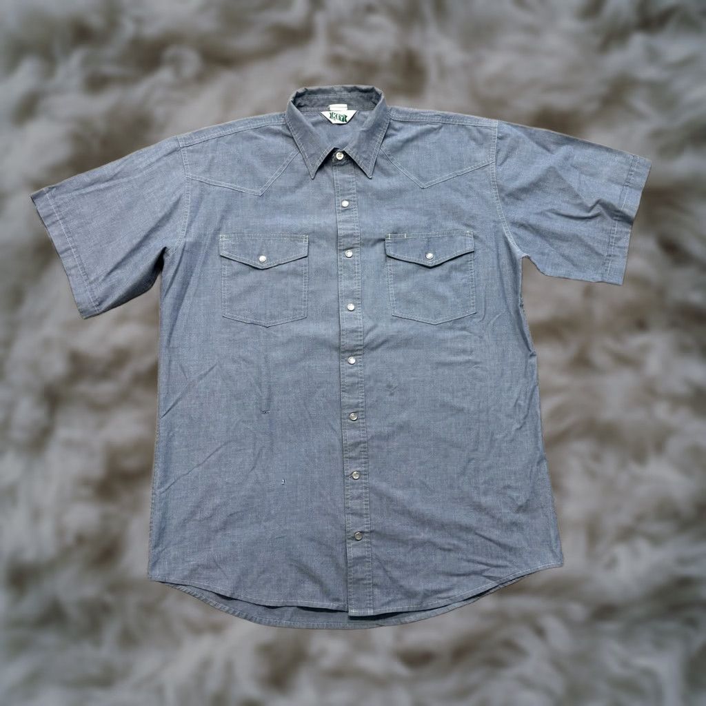Vintage VINTAGE Key Chambray Work Shirt Mens XL Pearl Snap 70s Western Blue Cowboy USA Shirt Mens XL Blue Chambray Pearl Snap Western 70s Cowboy USA Size US XL / EU 56 / 4 - 1 Thumbnail
