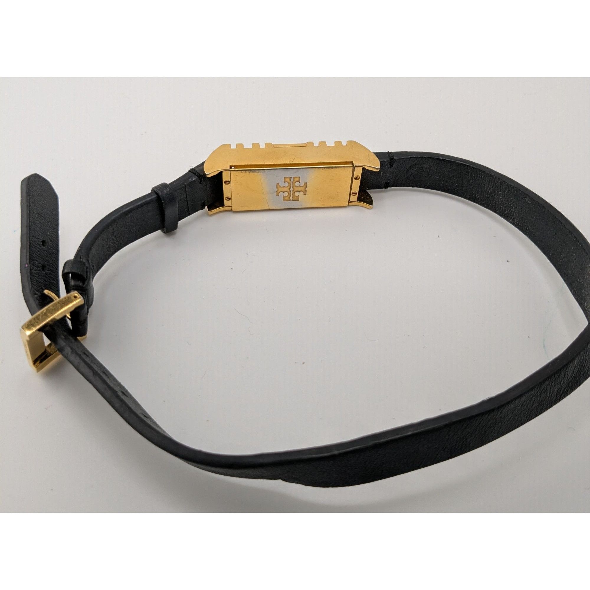 Tory Burch Tory Burch Gold Tone & Black Leather Fitbit Holder Wrap Brac Size ONE SIZE - 10 Thumbnail
