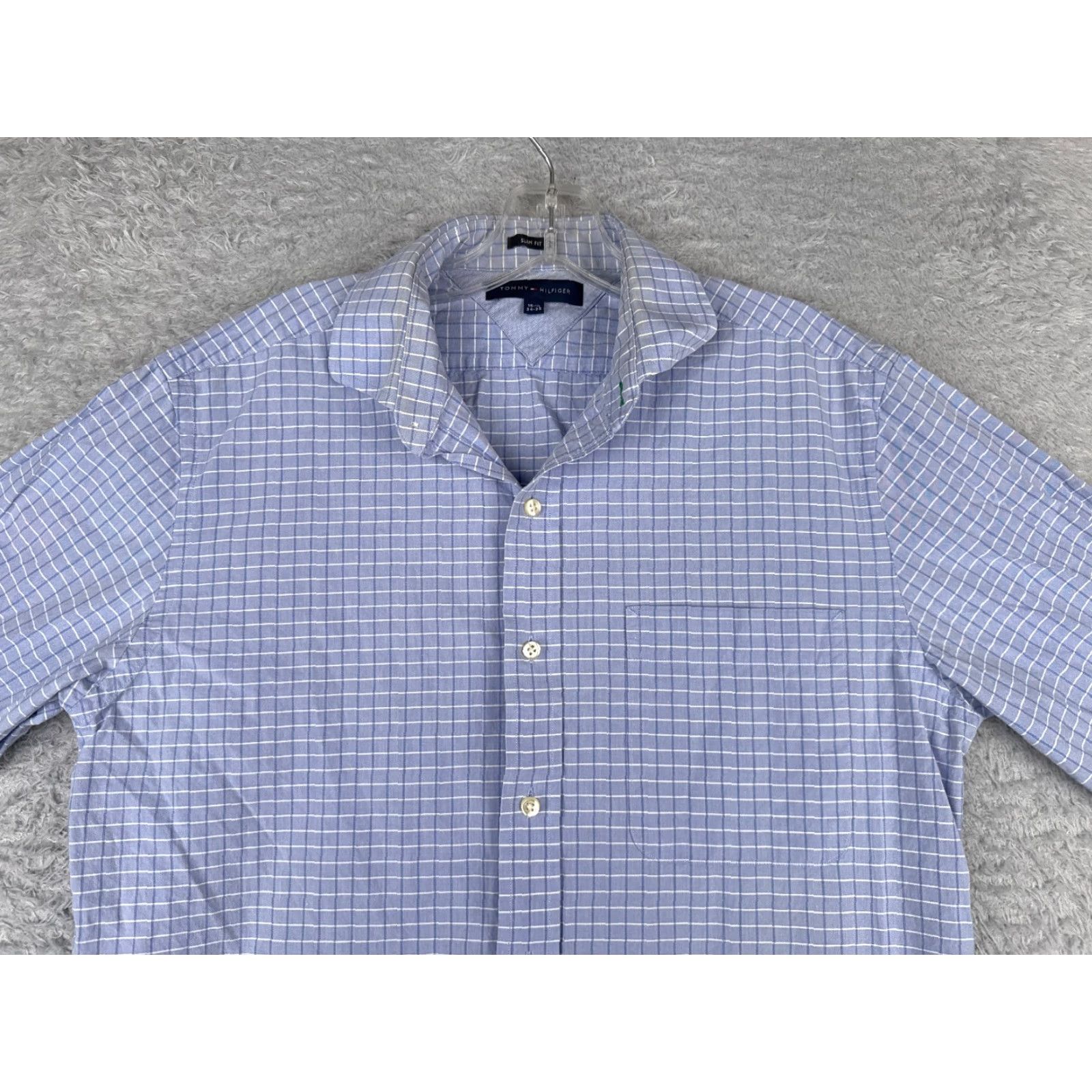 Tommy Hilfiger Tommy Hilfiger Shirt Men Blue Plaid 100% Cotton Long Sleeve Slim Fit 15.5 Button-Up Size US M / EU 48-50 / 2 - 4 Thumbnail