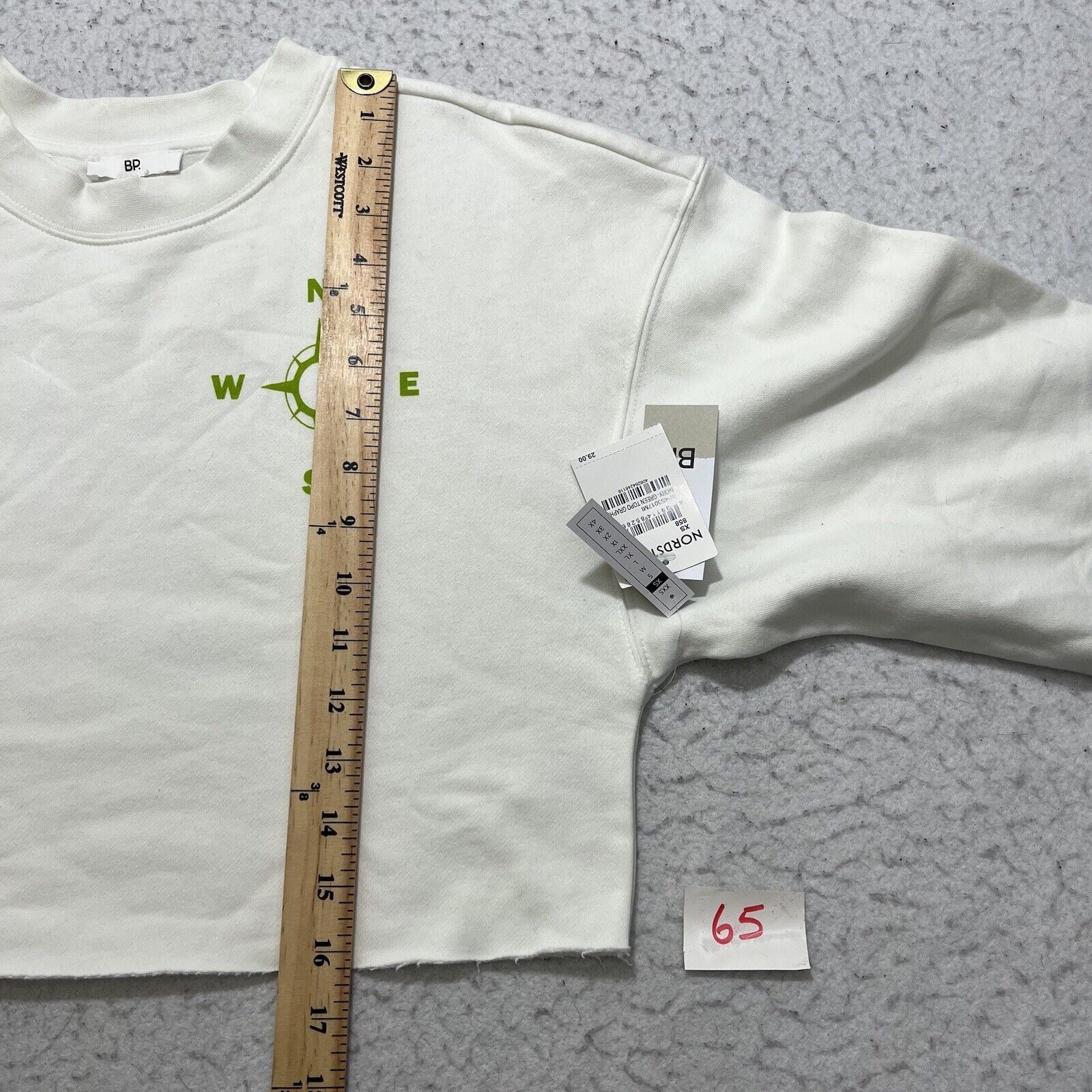 Nordstrom BP Cropped Crewneck Fleece Sweatshirt Ivory Self Discovery Size XS / US 0-2 / IT 36-38 - 10 Thumbnail
