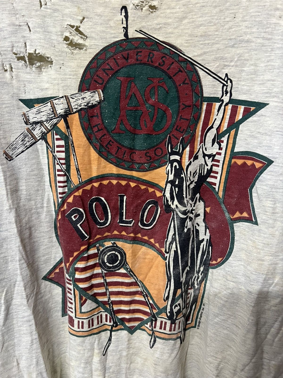 Polo Ralph Lauren × Vintage THRASHED FADED UNIVERSITY THLETIC SOCIETY ERD GRUNGE Size US L / EU 52-54 / 3 - 4 Thumbnail