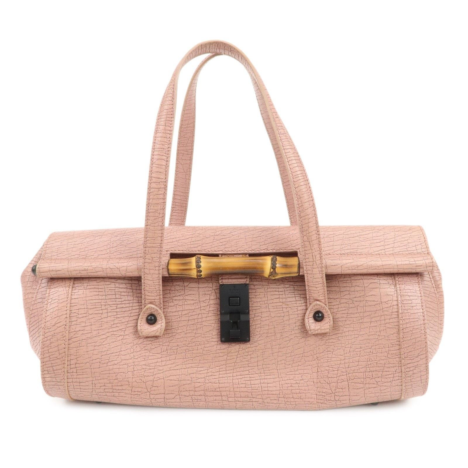 Gucci Gucci Bamboo Embossed Leather Shoulder Bag Pink Size ONE SIZE - 1 Thumbnail