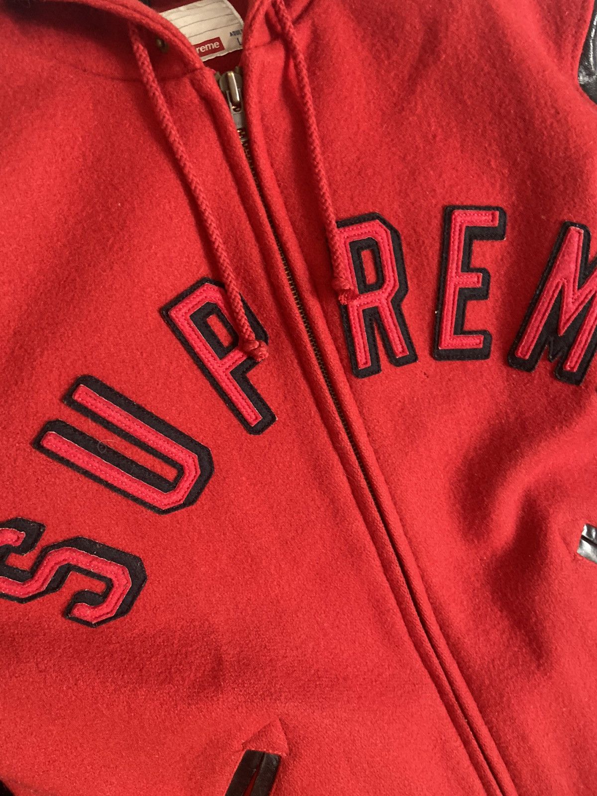 Supreme Supreme Hooded Varsity Wool Jacket FW12 Leather Size US L / EU 52-54 / 3 - 4 Thumbnail