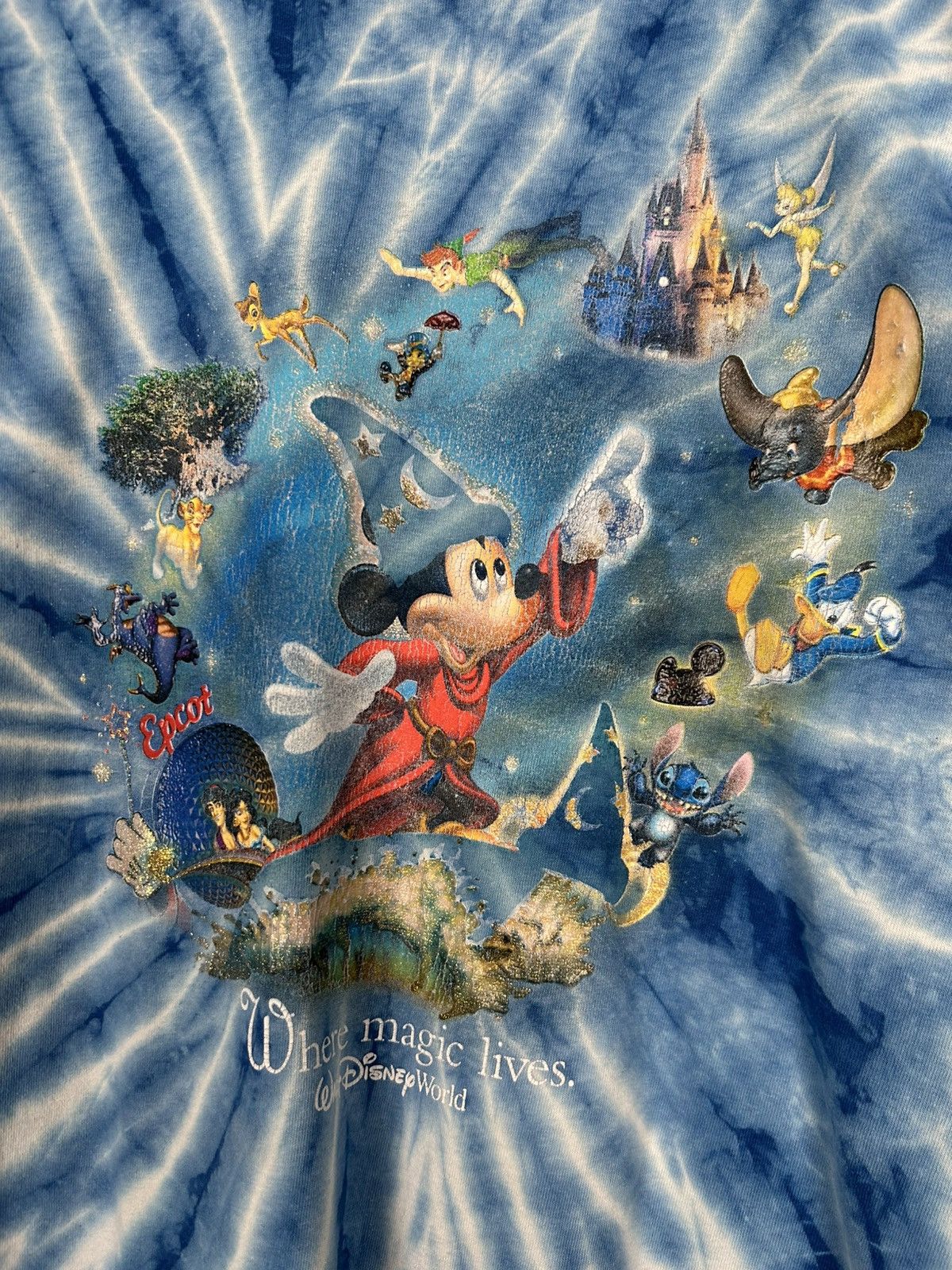 Disney Vintage Walt Disney World Mickey Mouse 90s Tie Dye Size US L / EU 52-54 / 3 - 3 Thumbnail