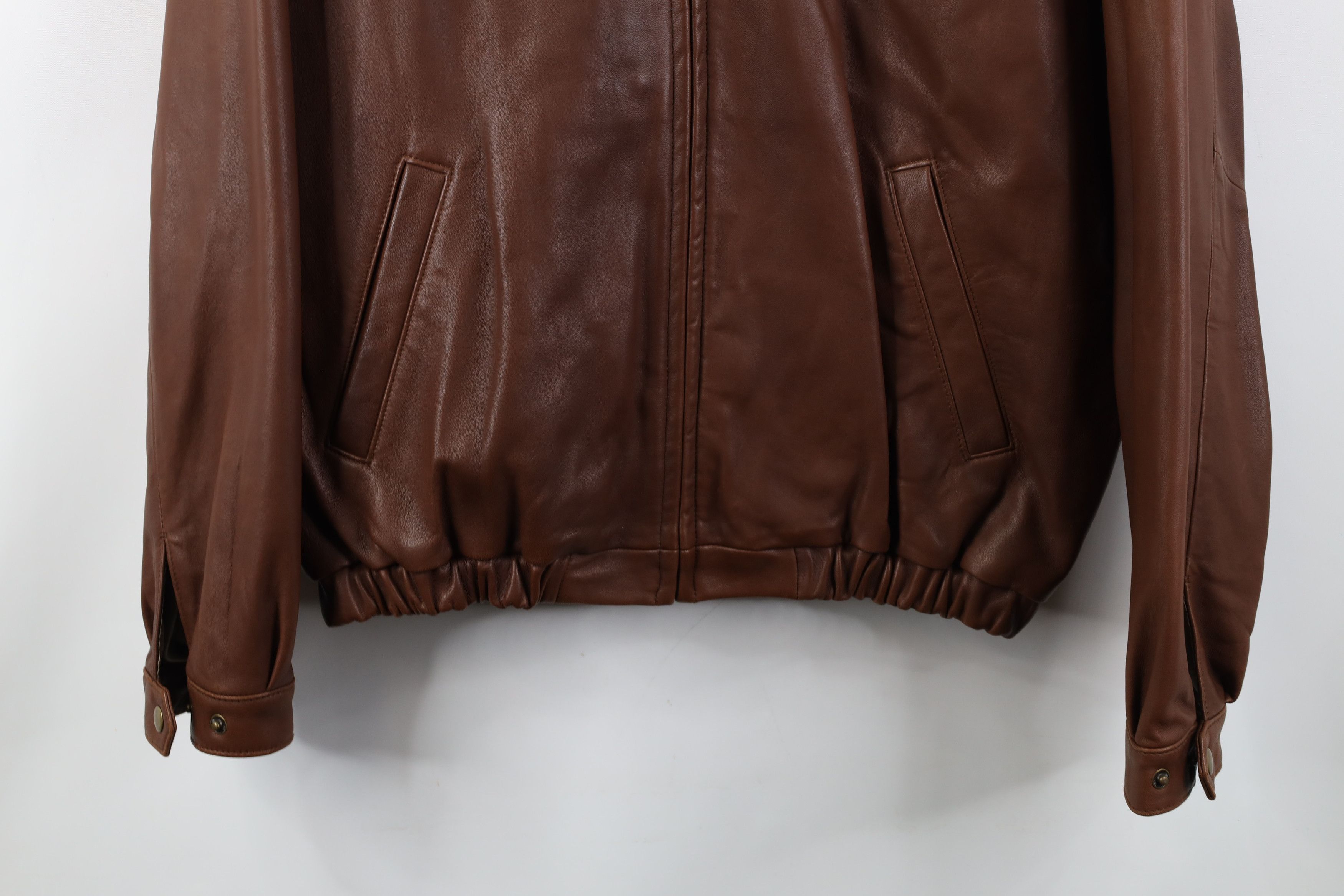 Vintage Vintage 90s Y2K Streetwear Leather Cafe Bomber Jacket Brown Size US M / EU 48-50 / 2 - 3 Thumbnail
