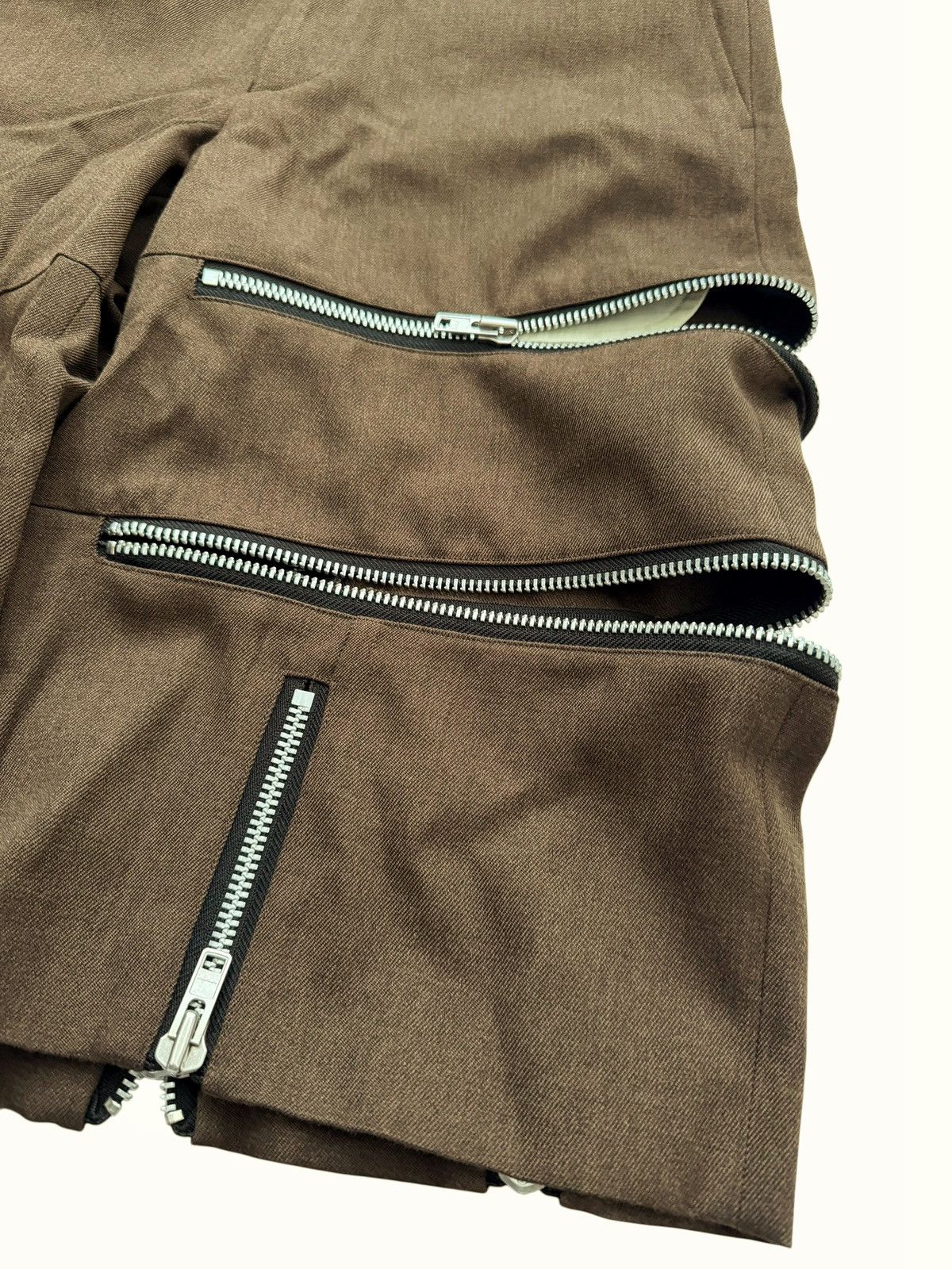 Comme des Garcons Homme Plus (XL) 2025 Brown Zip Detail Shorts Size US 34 / EU 50 - 4 Thumbnail