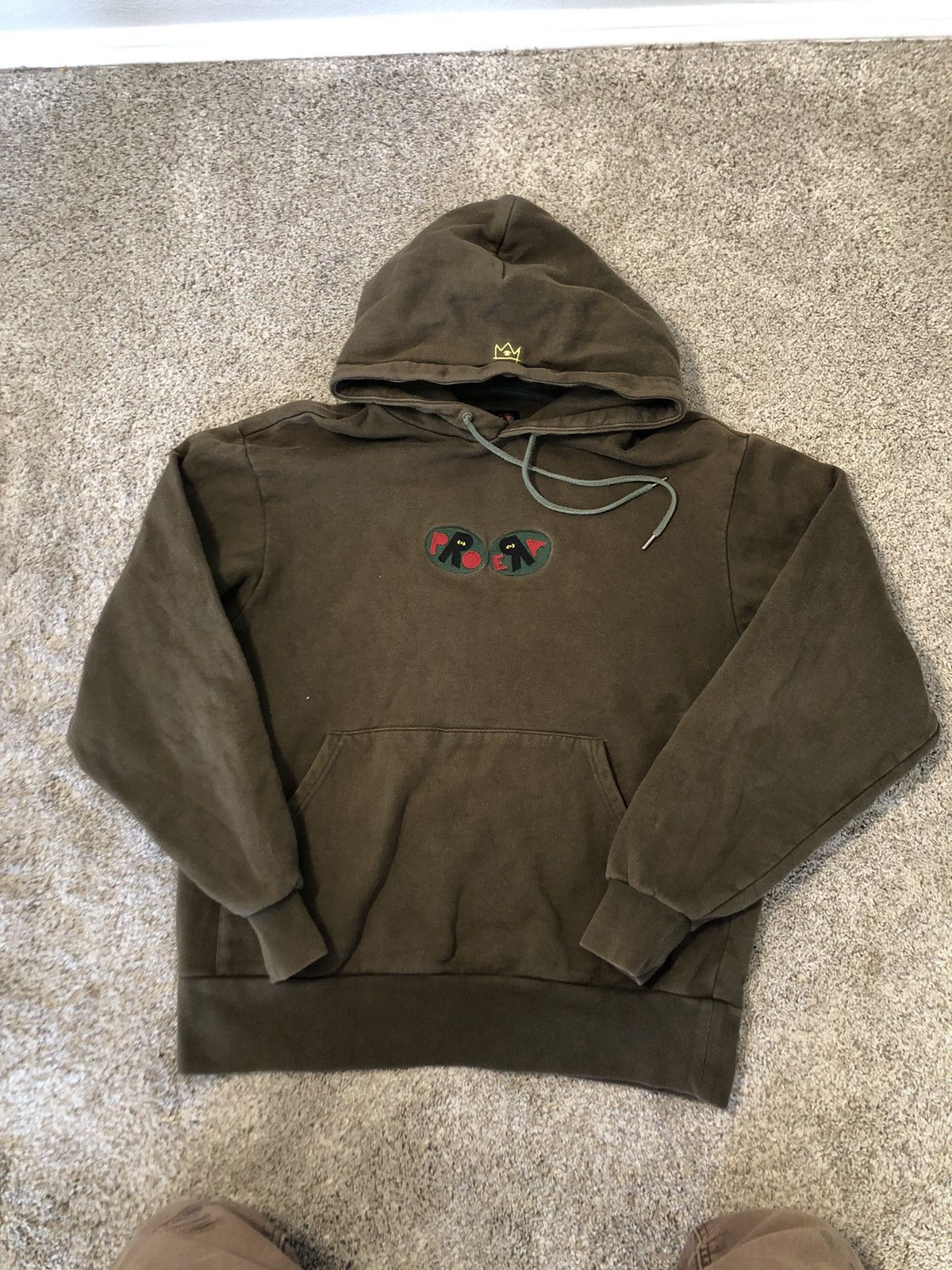 image of Pro Era Embroidered Logo Hoodie in Olive Green, Men's (Size Medium)