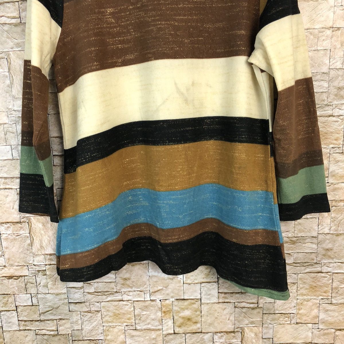 Homespun Knitwear × Japanese Brand × OVER THE STRiPES Japanese Brand vintage Stripe Knitwear #A1101 Size M / US 6-8 / IT 42-44 - 6 Thumbnail