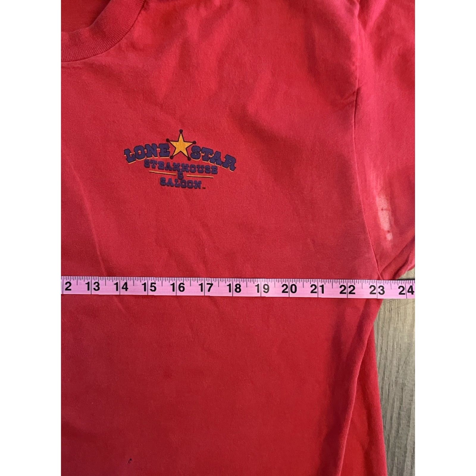 Fruit Of The Loom VINTAGE Texas Lone Star Steakhouse Tee T-Shirt Red XL Mens Fruit of the Loom Short Sleeve Crew Neck Cotton Blend Stars Size US XL / EU 56 / 4 - 2 Thumbnail