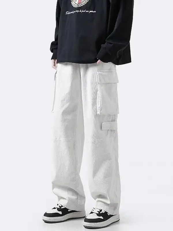 VIBE White High Street Vintage Loose Casual Pants Size US 30 / EU 46 - 2 Thumbnail
