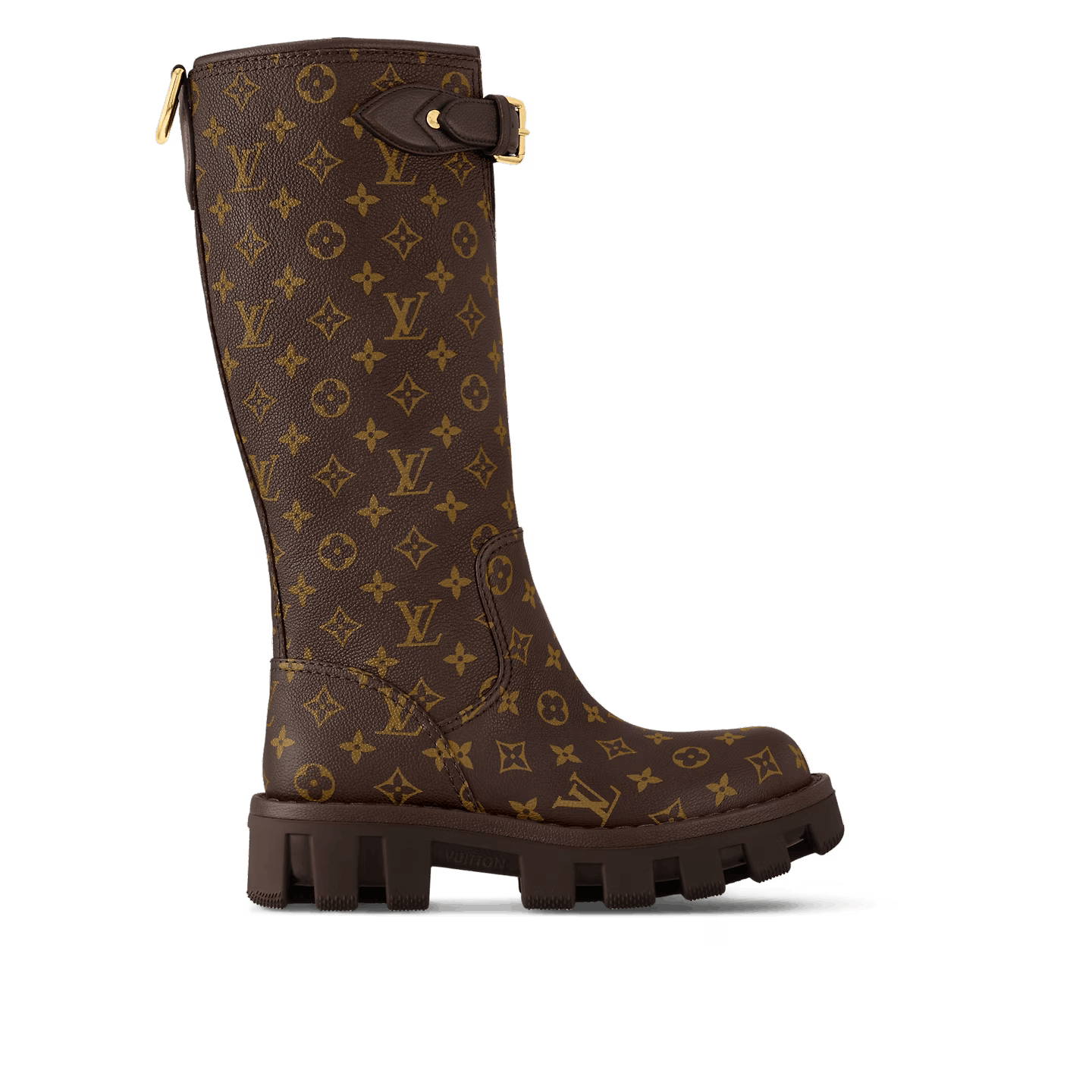 image of Combat Boots x Louis Vuitton Boots Shoes Leather Monogram Lv Logo 1Acnky in Brown, Men's (Size 9)