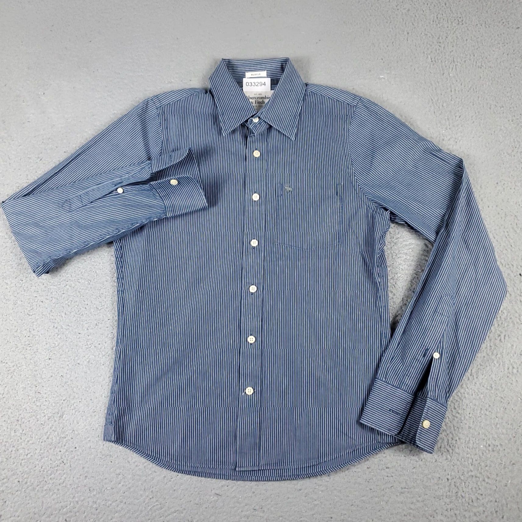 Abercrombie & Fitch VINTAGE Abercrombie & Fitch Shirt Mens Small Blue Striped Button-Up Long Sleeve Size US S / EU 44-46 / 1 - 3 Thumbnail