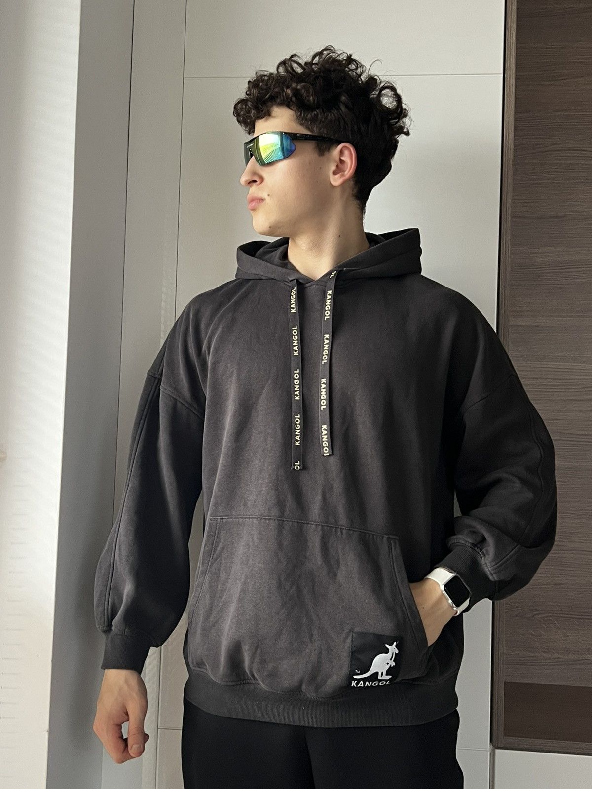 Designer × H&M × Kangol ‼️Rare Oversized Big Logo Kangol x H&M Distressed Hoodie‼️ Size US M / EU 48-50 / 2 - 21 Thumbnail