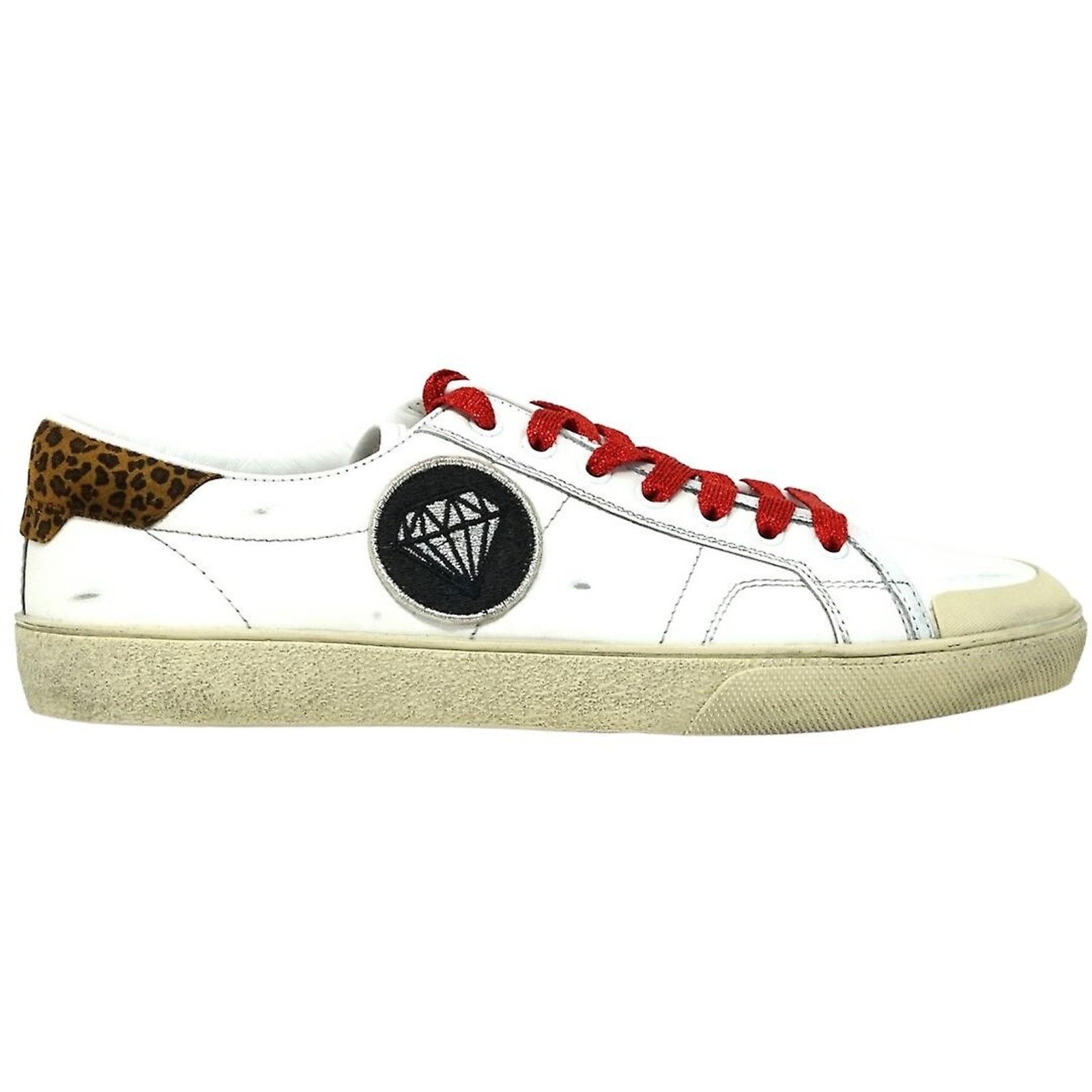Yves Saint Laurent Saint Laurent Mens SL 37 Court Diamond White Flat Low Top Size US 11 / EU 44 - 3 Thumbnail