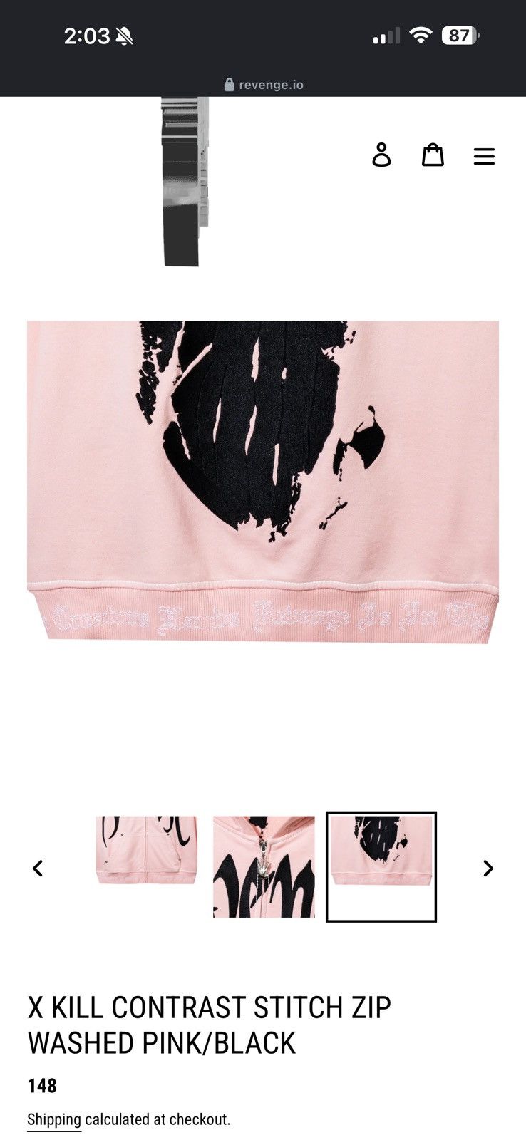 Revenge Revenge X Kill Contrast Stitch Zip Washed Pink/Black Size US M / EU 48-50 / 2 - 8 Thumbnail