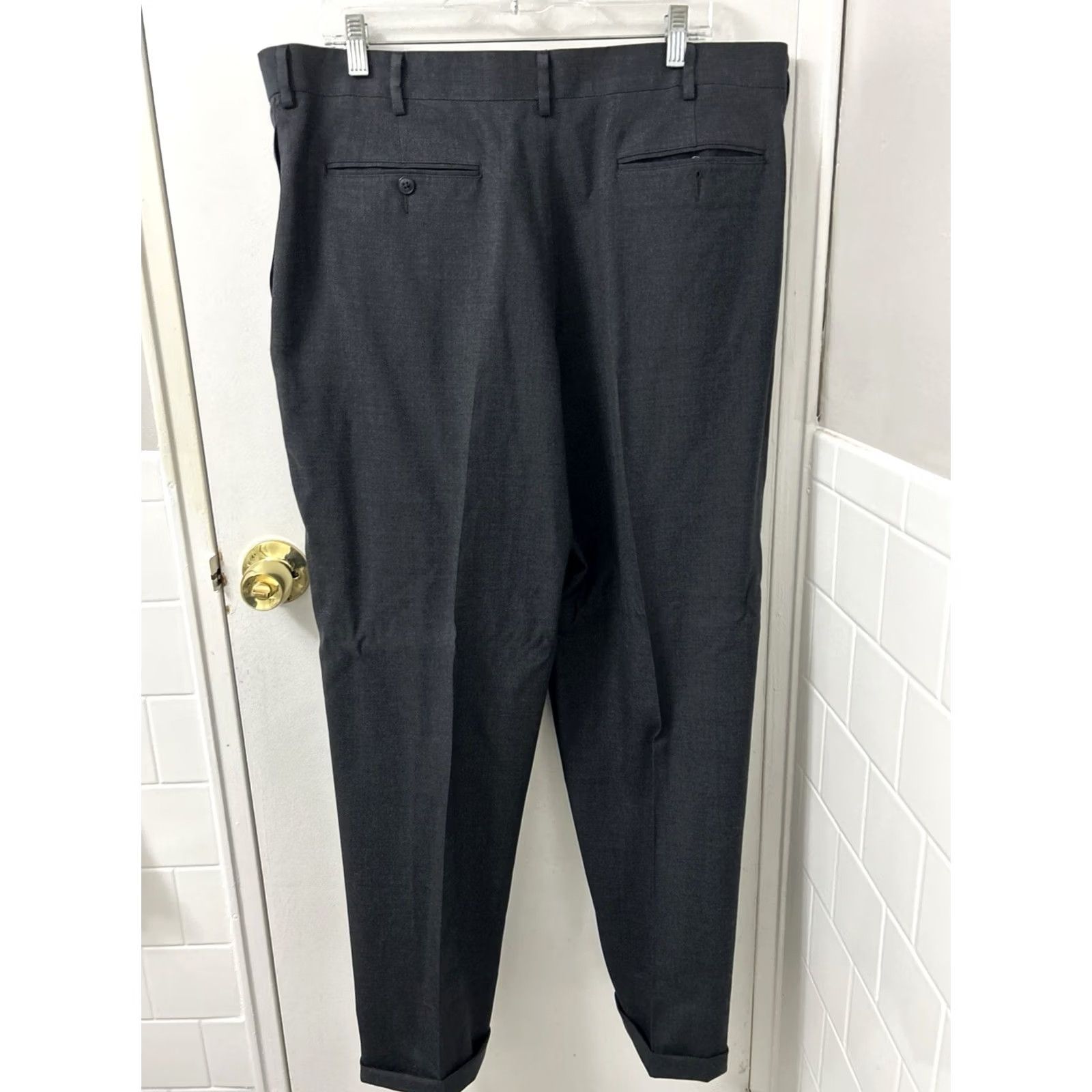 Vintage LL Bean Pants Mens 38x31 Gray 100% Wool YKK Cuffed Classic Fit Trousers 285236 Size US 38 / EU 54 - 5 Thumbnail