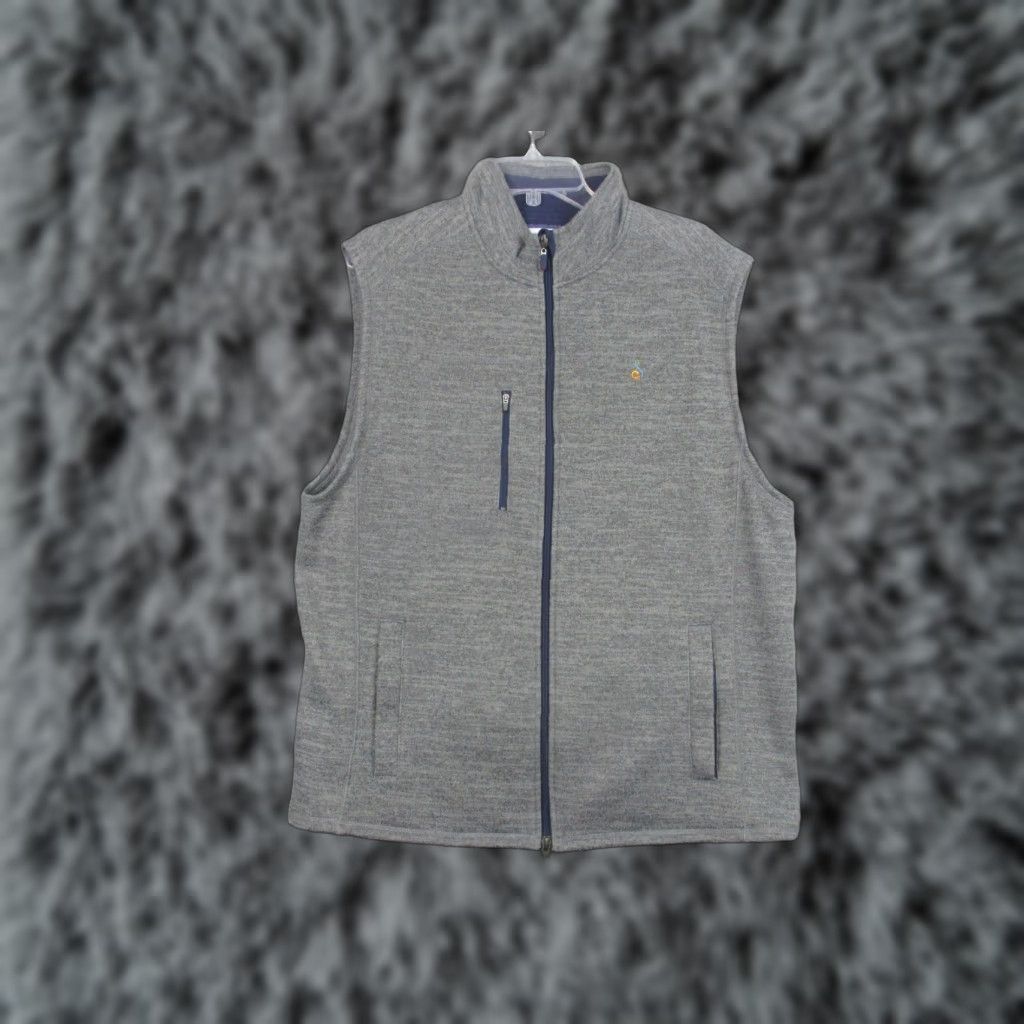johnnie-O VINTAGE: No — (not vintage) Johnnie-O Vest Mens XL Gray Heather Full Zip Knit Lined Pockets Golf JMVT1100 Size US XL / EU 56 / 4 - 1 Thumbnail