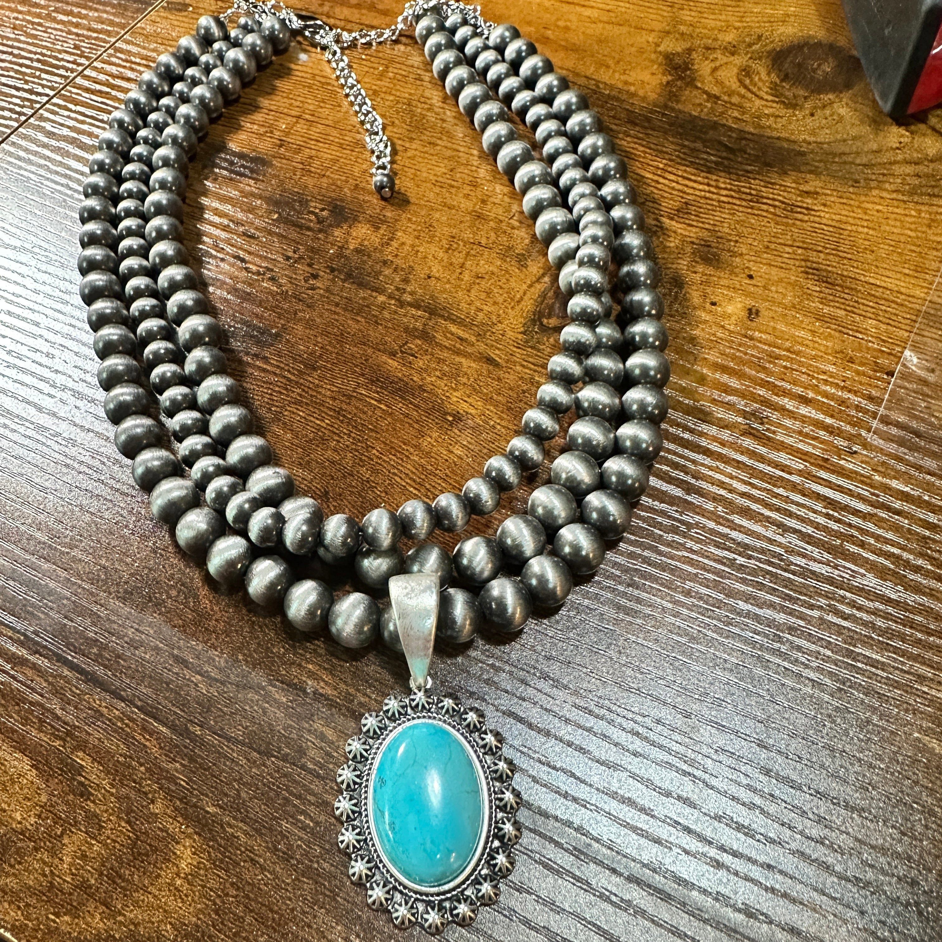 Other Navajo Turquoise Beaded Necklace 18 Inch 3 Strand Design, Bo Size ONE SIZE - 2 Thumbnail
