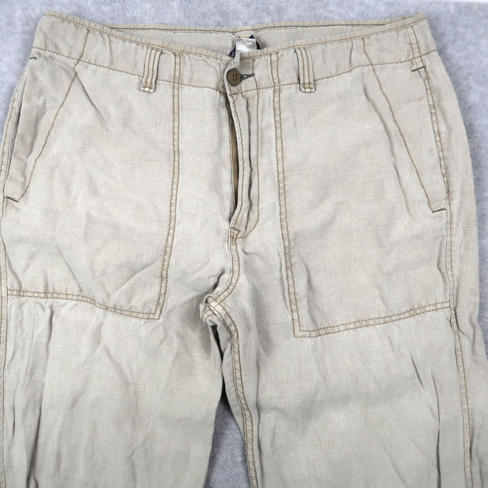 Lucky Brand Lucky Brand Pants Mens 34x30.5 Beige Linen Chino Straight Leg Drawstring Casual Size US 34 / EU 50 - 3 Thumbnail