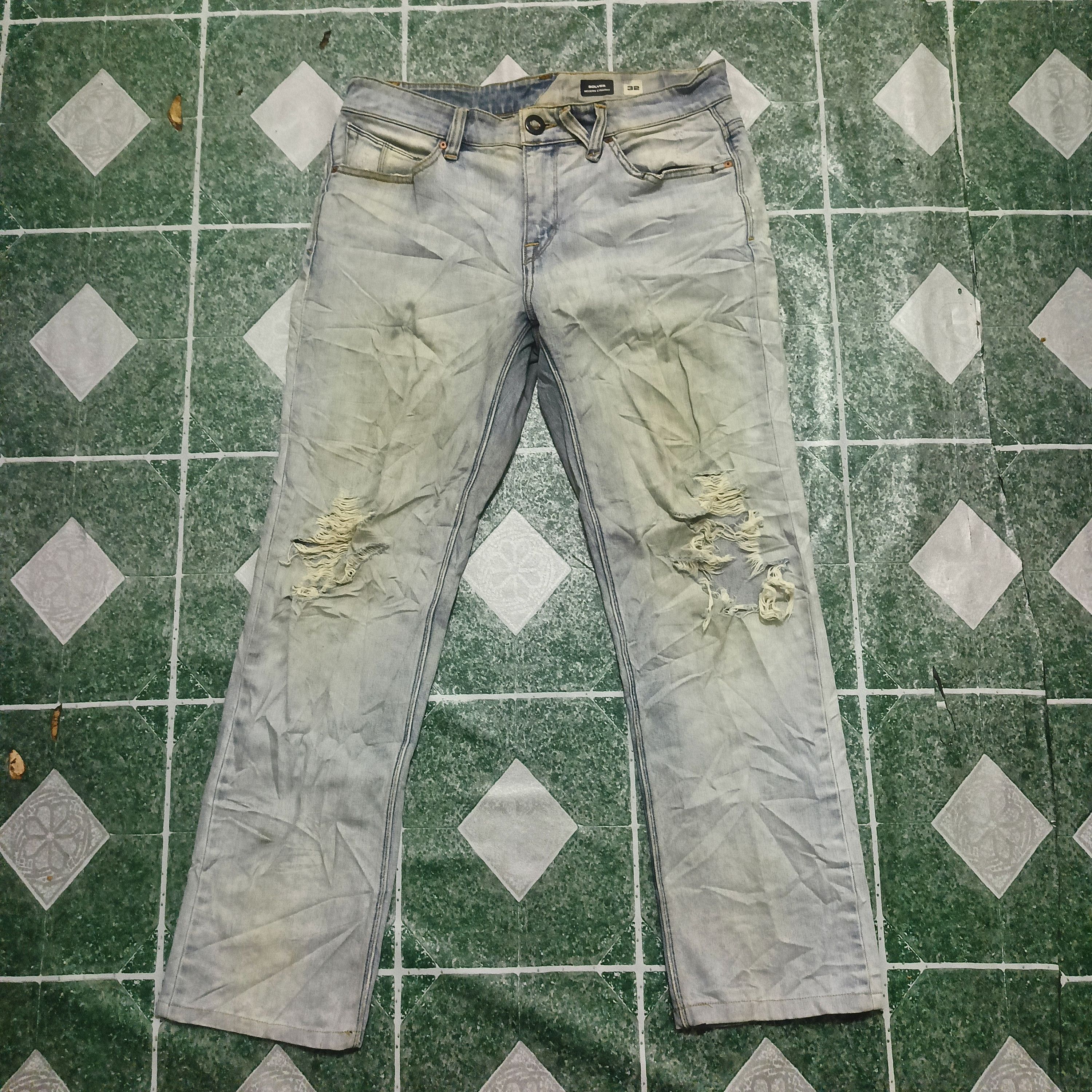 image of Stone Distressed Denim Solver Modern Straight in Blue Distressed, Men's (Size 37)