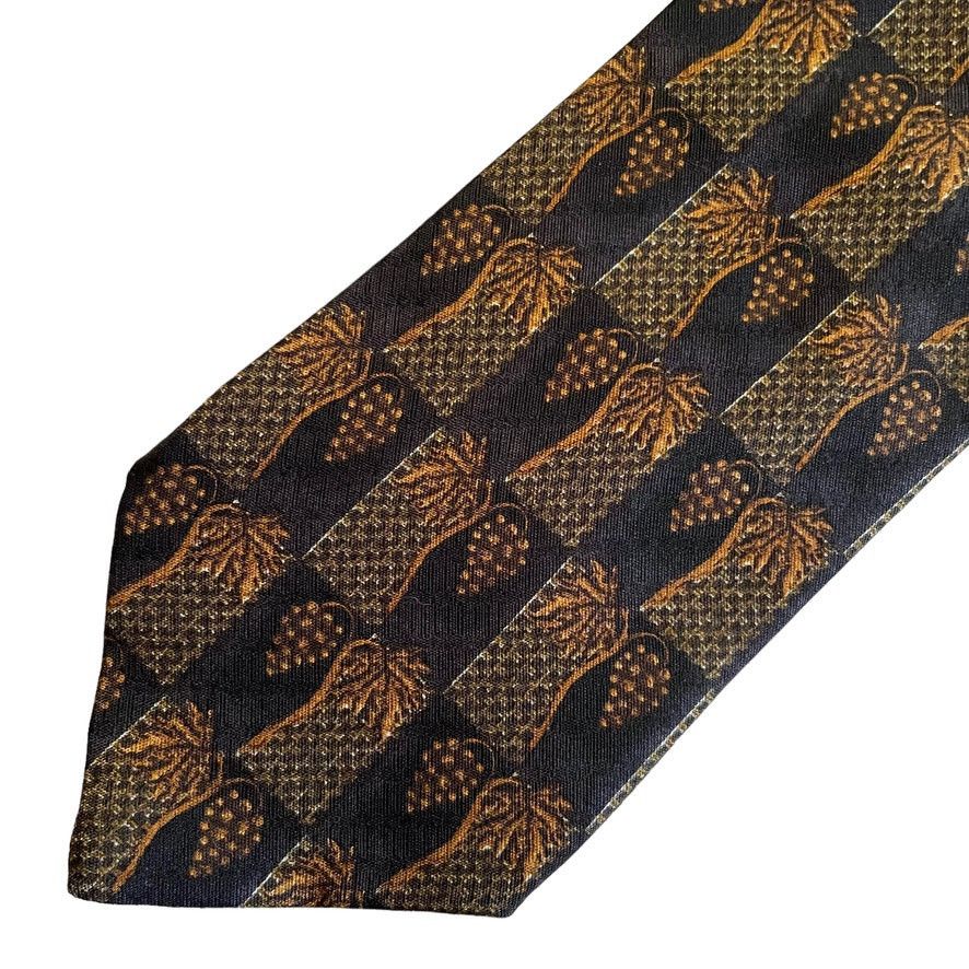 Ermenegildo Zegna Ermenegildo Zegna Exclusive Design Grape Leaf Silk Print Tie Size ONE SIZE - 10 Thumbnail