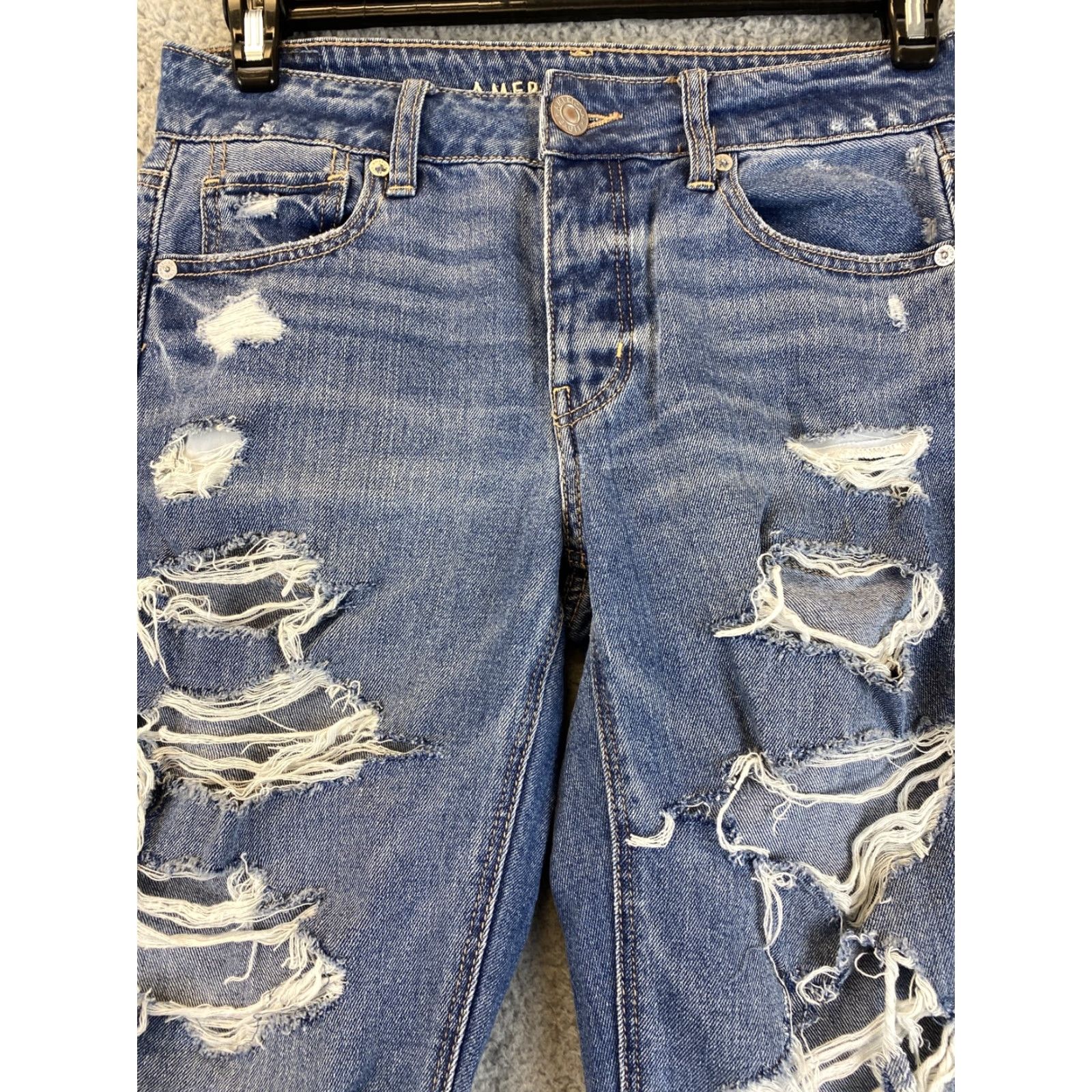 American Eagle Outfitters American Eagle Jeans Women’s Size 2 Long Stretch Distressed Blue Denim Jegging Size 26" / US 2 / IT 38 - 2 Thumbnail