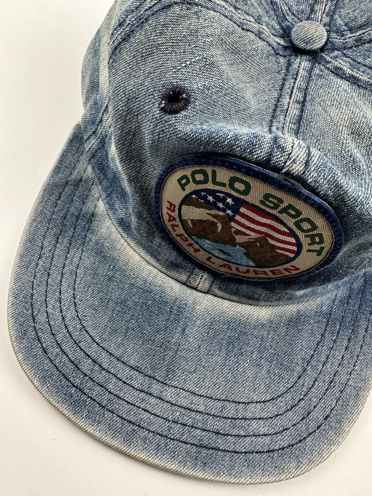 Polo Ralph Lauren VINTAGE 90’s POLO SPORT DENIM CAP , HAT Size ONE SIZE - 3 Thumbnail