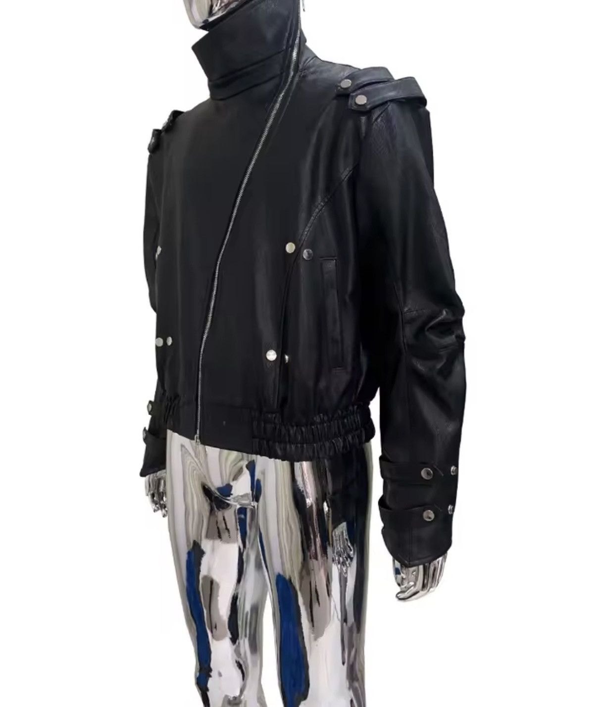 Leather Punk Gothic PU Leather Zipper Designer Jacket Size US L / EU 52-54 / 3 - 3 Thumbnail