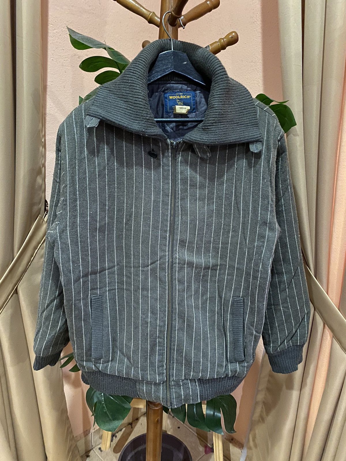 Woolrich Vintage Striped Bomber Jacket Classic Outdoor Style