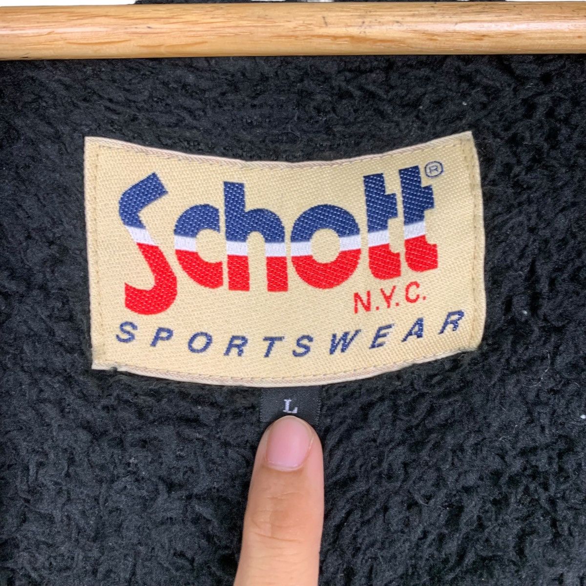 Schott SCHOTT NYC Deep Pile Black Fleece Jacket #1045-C47 Size US L / EU 52-54 / 3 - 15 Thumbnail