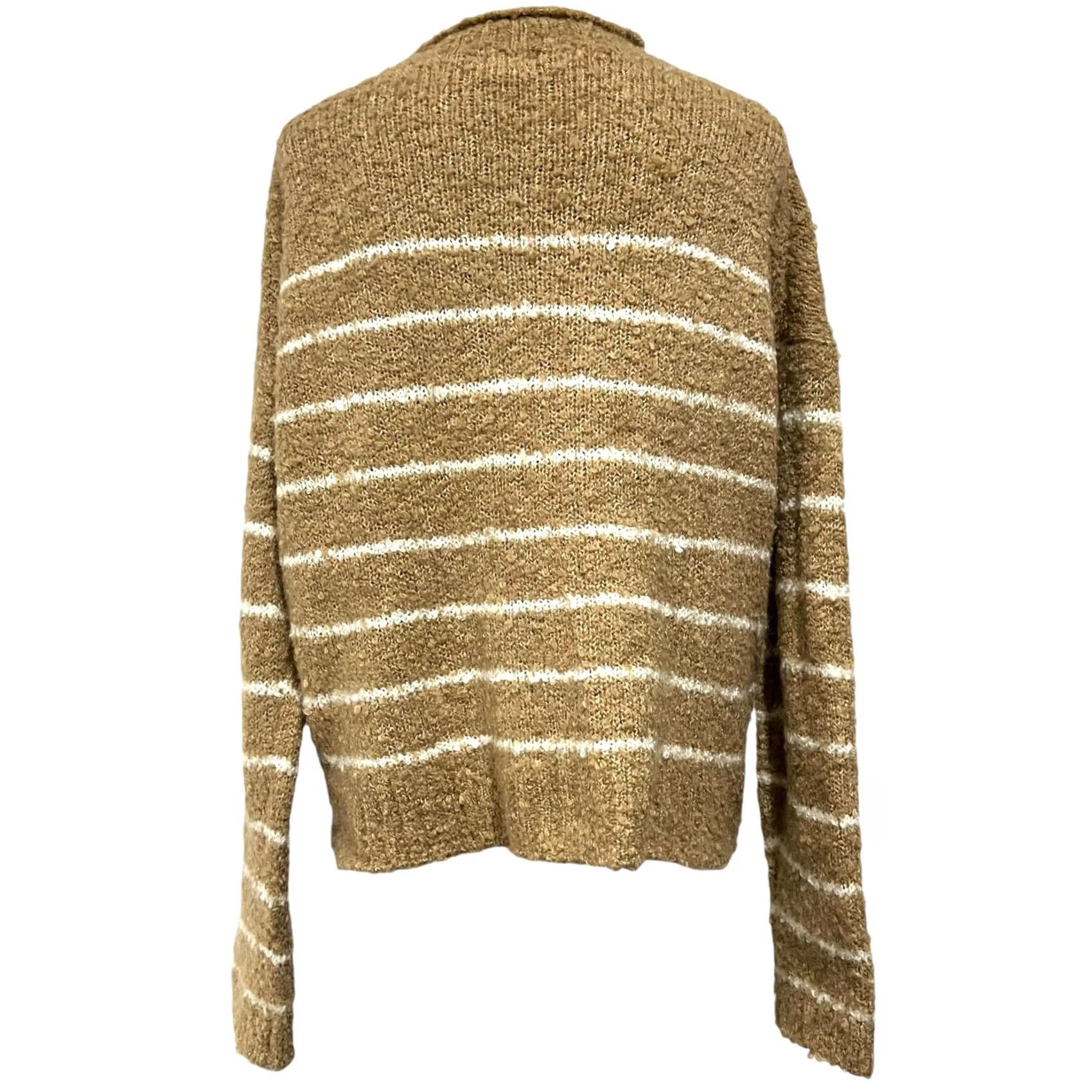 J.Crew J.Crew Women’s Sweater Boucle Rollneck Tan White Striped Pullover Soft Sz L Size L / US 10 / IT 46 - 4 Thumbnail