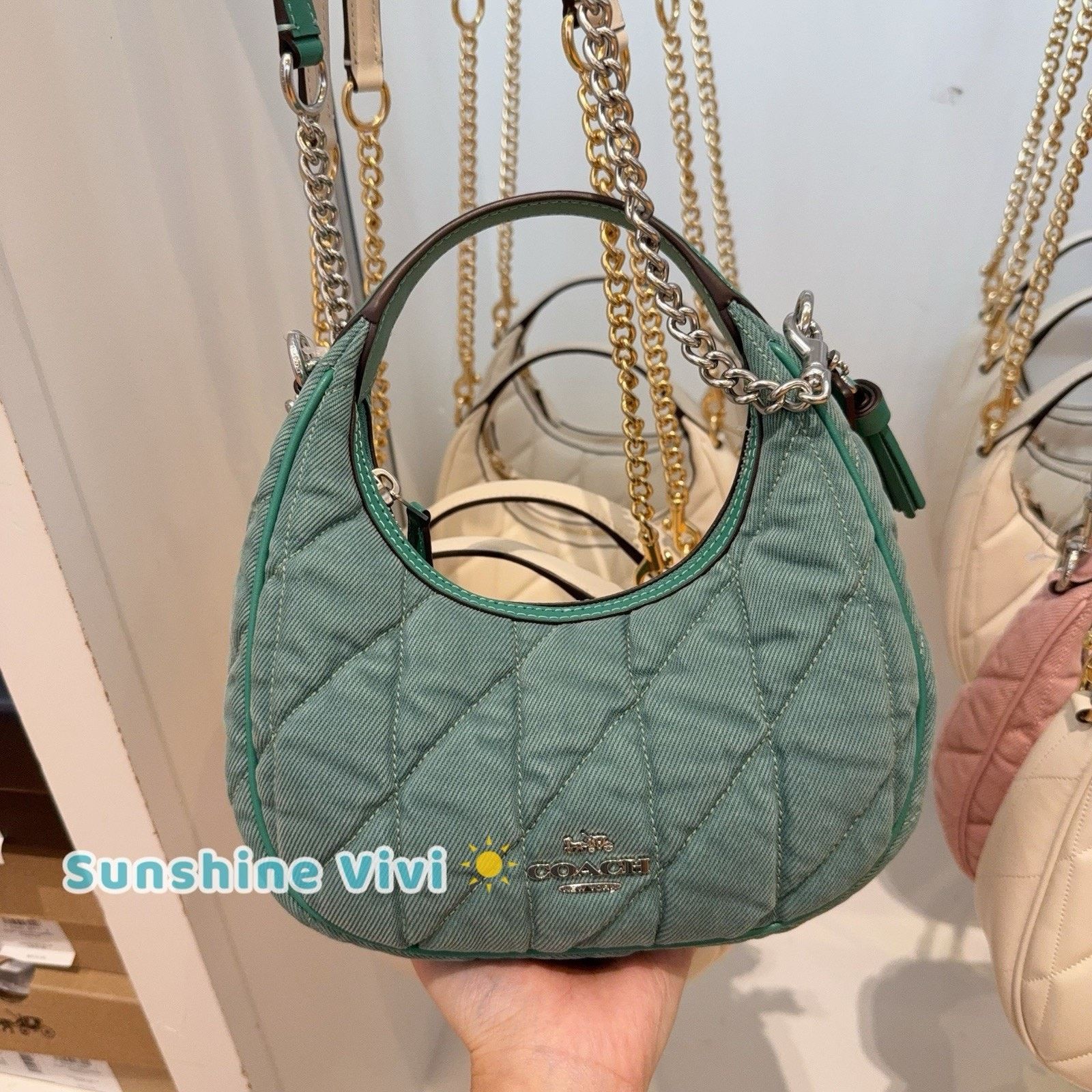Coach NWT Coach Carmen Mini Crossbody Bag CBR11 Denim Sv/Ivy/Green Size ONE SIZE - 3 Thumbnail