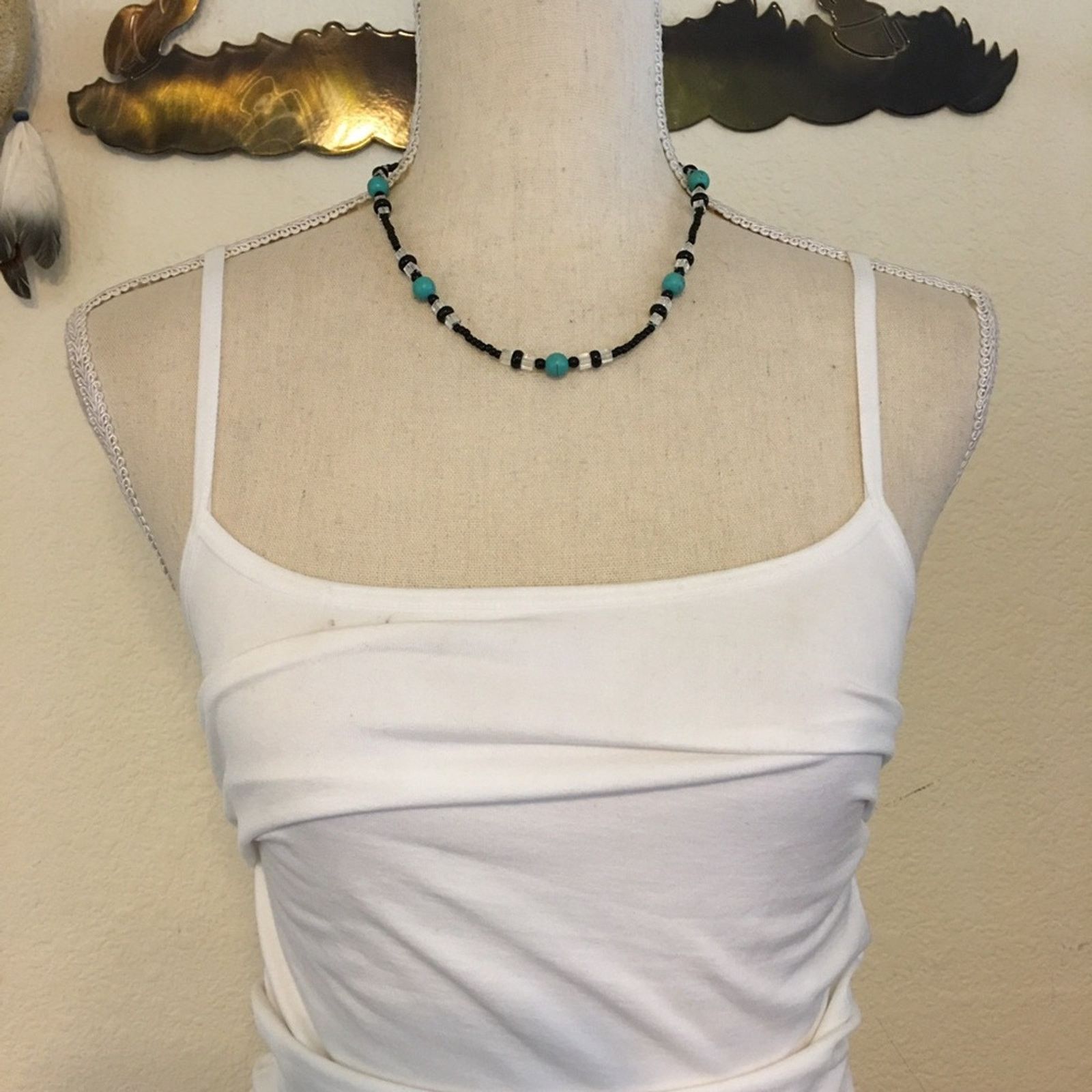 Jewelry Faux turquoise pearl glass beaded necklace Size ONE SIZE - 3 Thumbnail