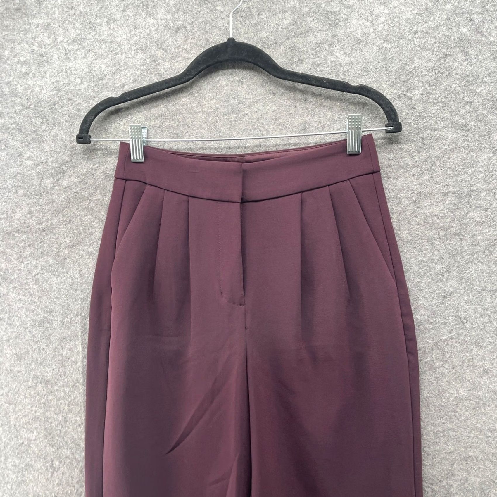 Express VINTAGE Express Ankle Dress Pants Womens 0 Burgundy Pleated Tapered Size 25" / US 0 / IT 36 - 3 Thumbnail