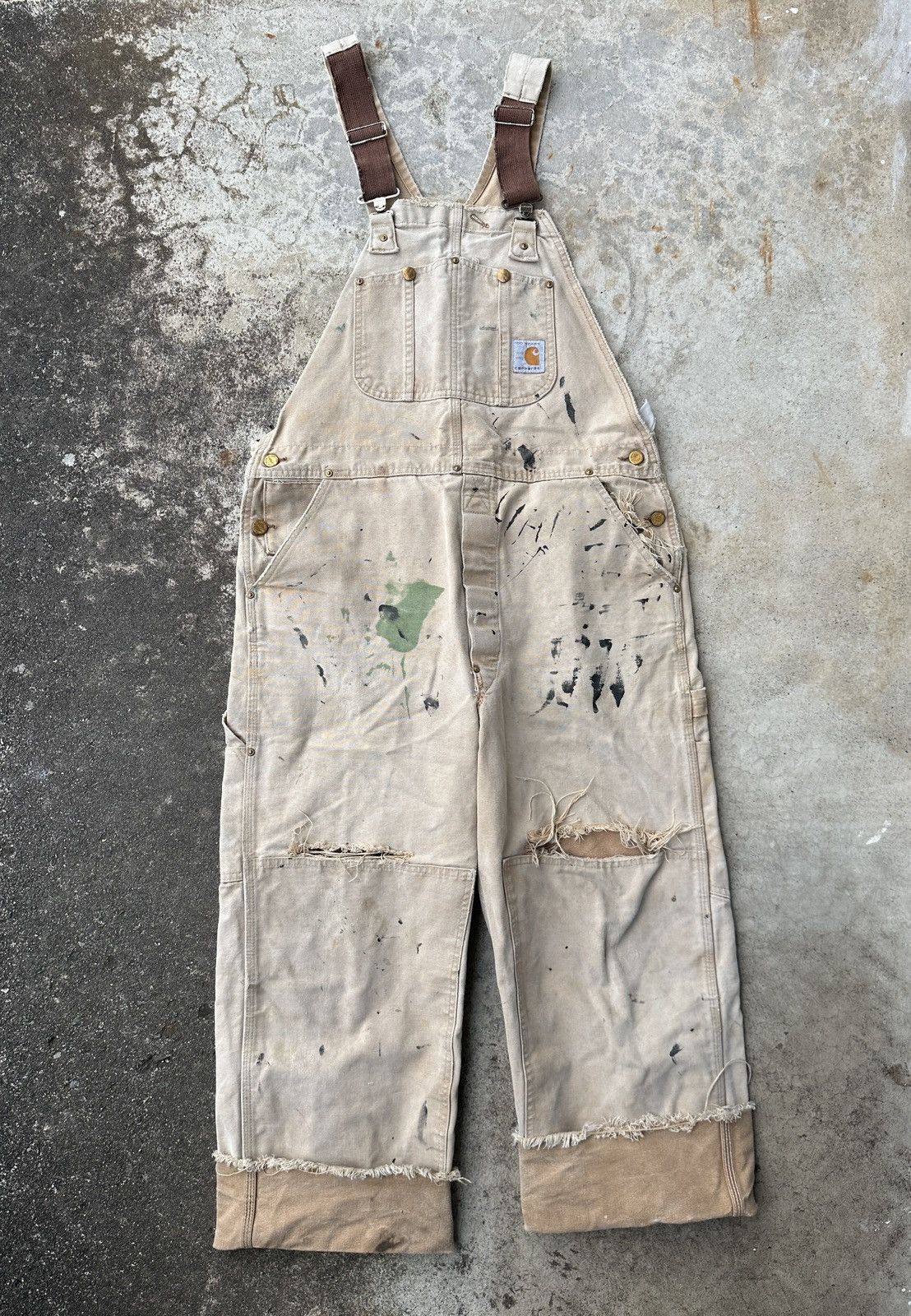 Carhartt Carhartt 1989 Painter Trashed Farmer Bib Overall Size US 39 - 1 Thumbnail
