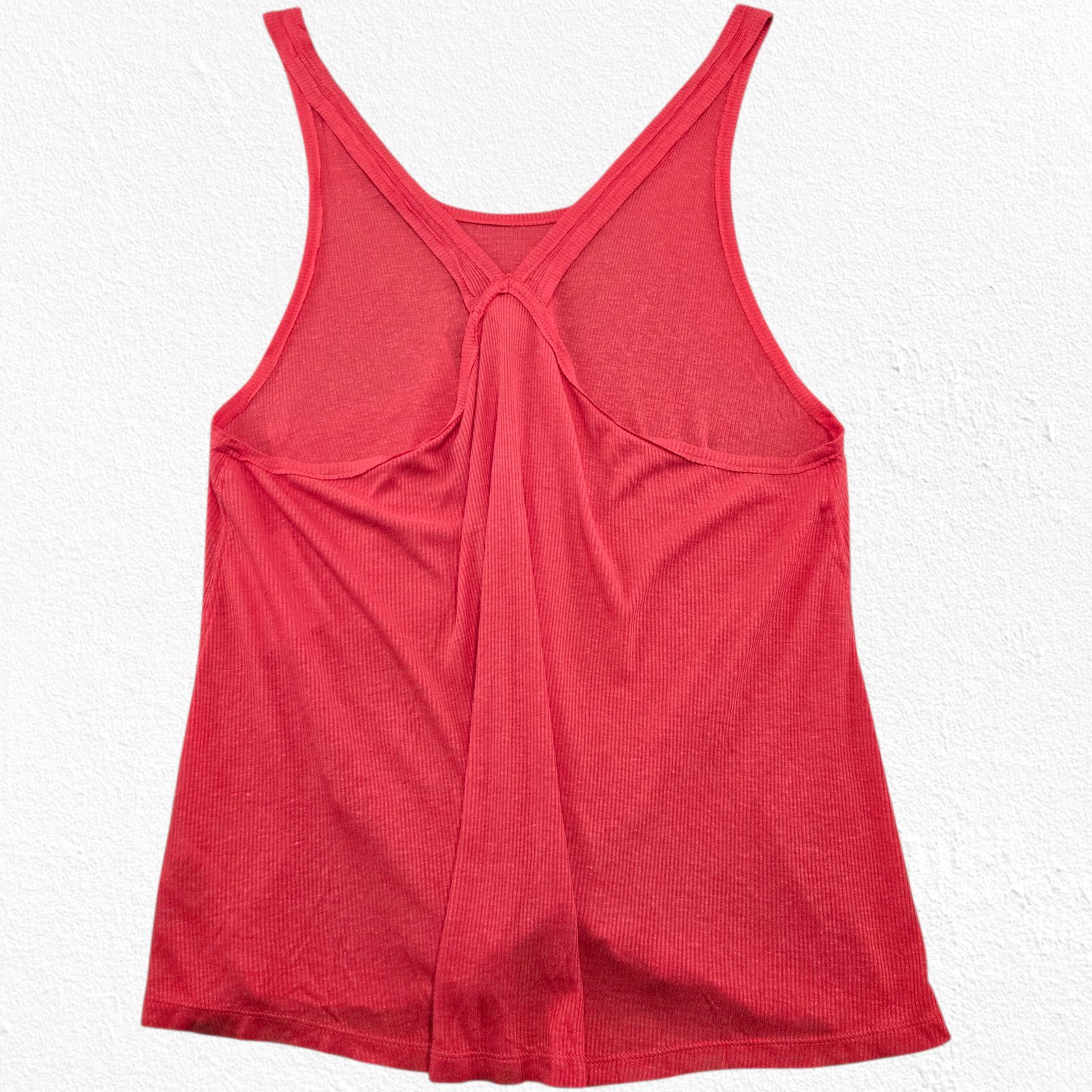 Free People Fire Red Rib Knit Linen Blend Racerback Tank Top Size Large Size L / US 10 / IT 46 - 12 Thumbnail