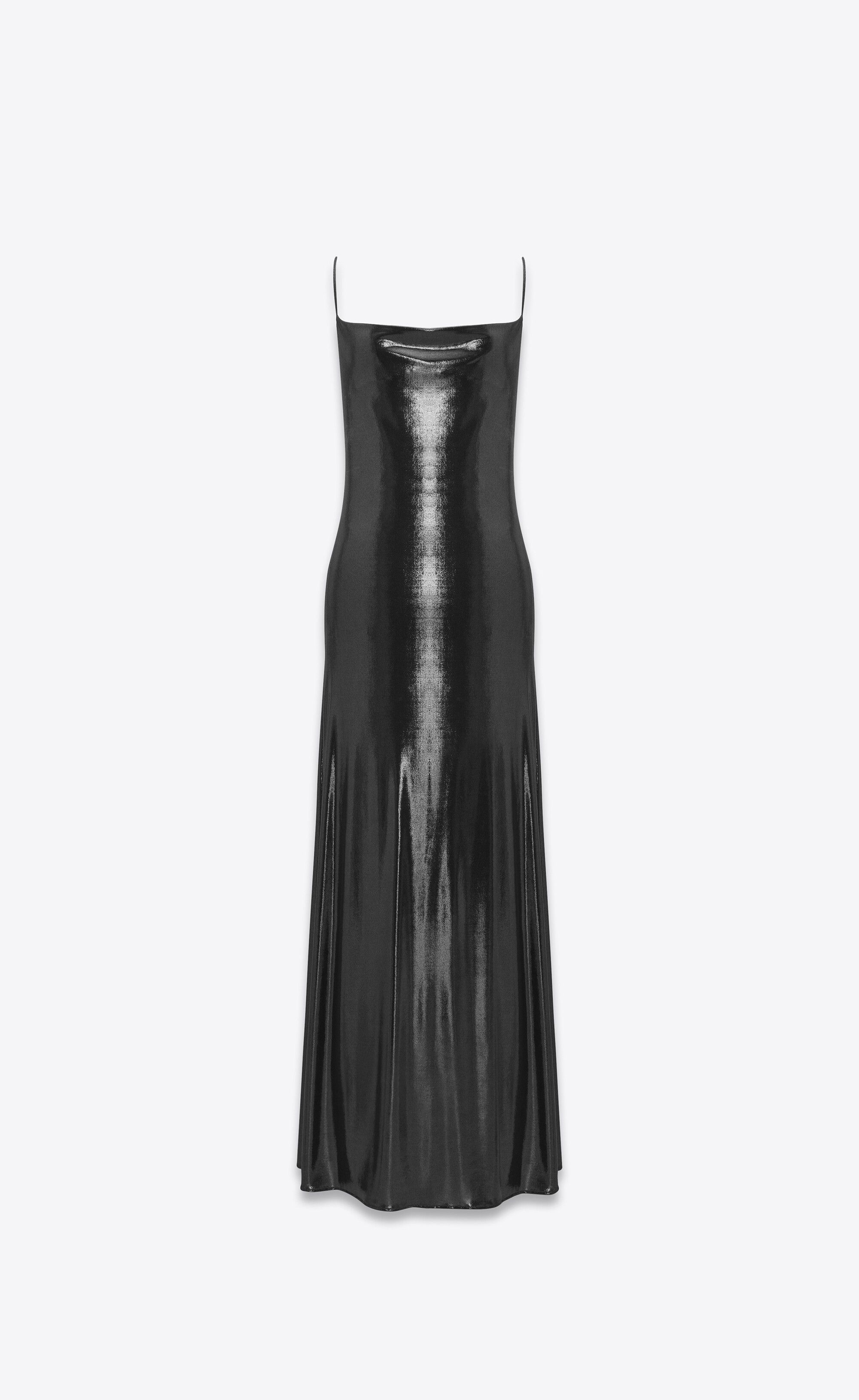 Saint Laurent Paris o1s1wg110125 754713 Long Cowl-Back Dress Laminated Jersey Size L / US 10 / IT 46 - 1 Thumbnail