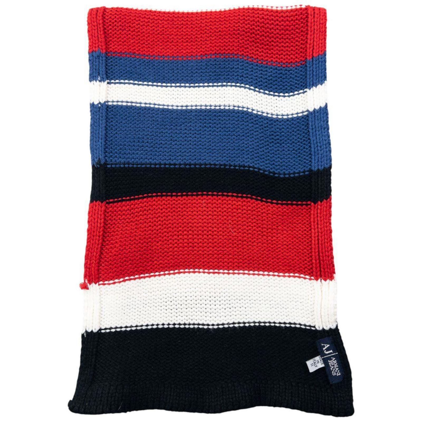 Other Vintage Armani Jeans Striped Knit Scarf Size ONE SIZE - 5 Thumbnail
