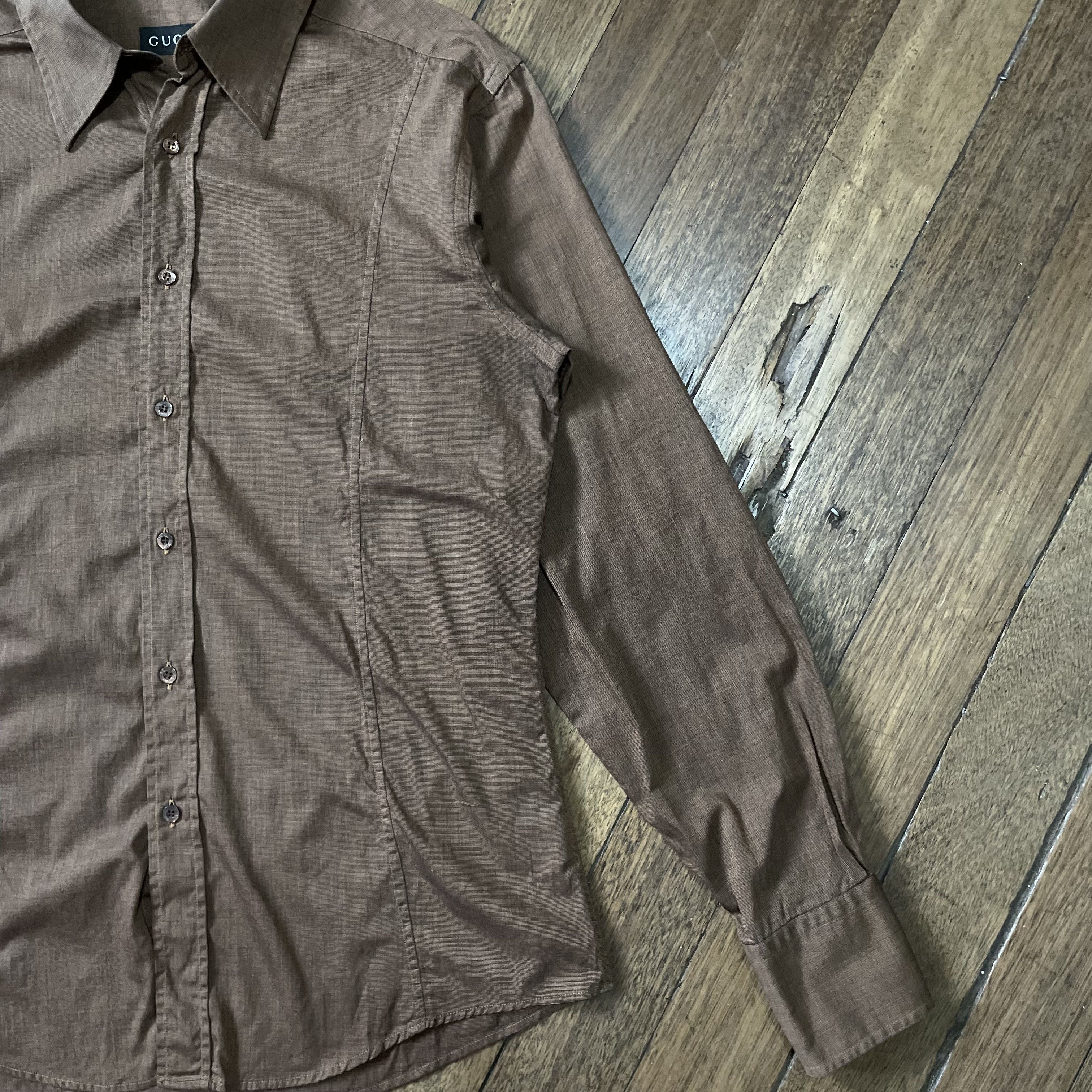 Gucci Vintage Gucci - Tomford Brown Button Up Shirt Size US M / EU 48-50 / 2 - 3 Thumbnail