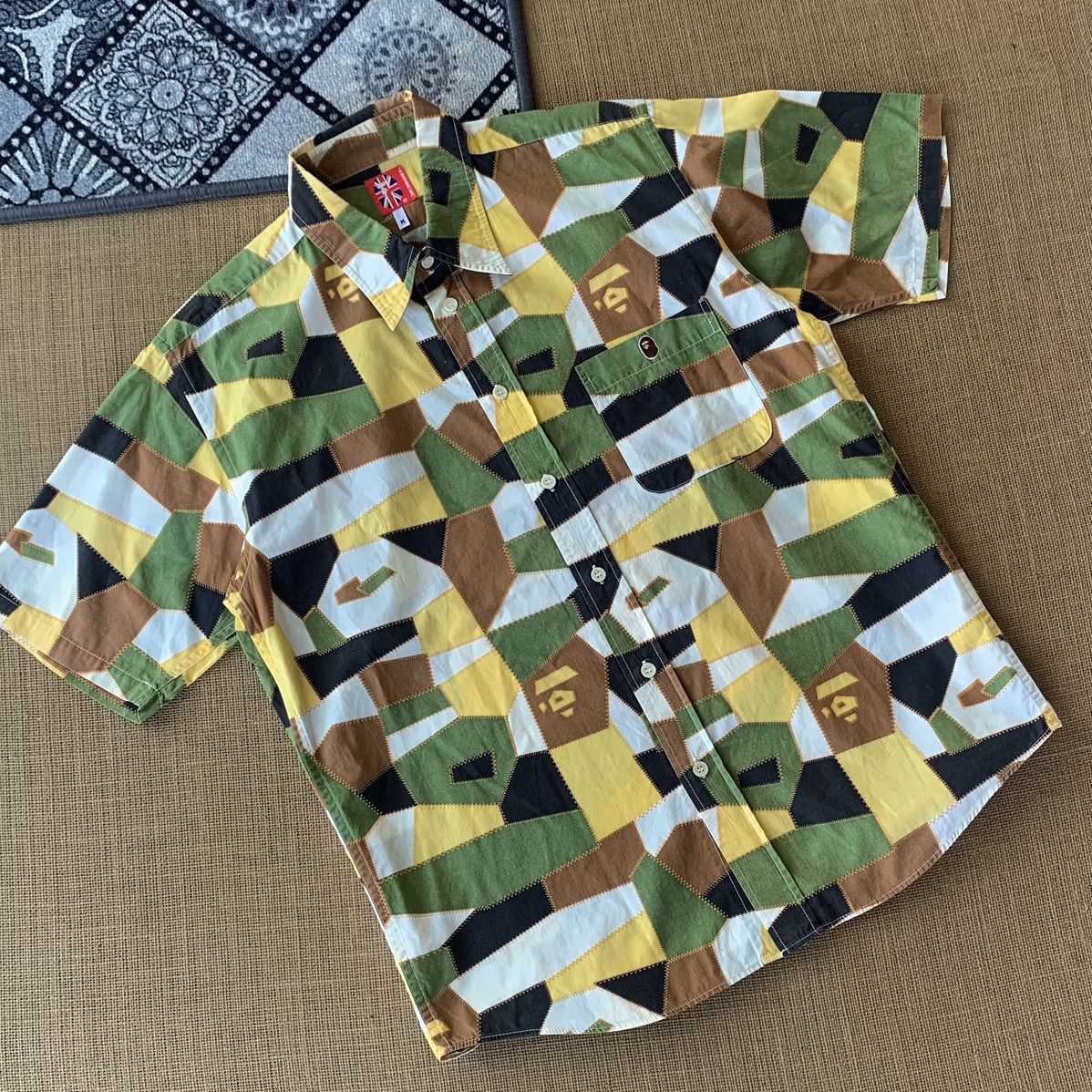 Bape A Bathing Ape BAPE Geometric Patchwork Button Up Shirt Size US M / EU 48-50 / 2 - 3 Thumbnail