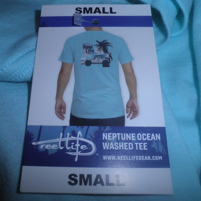 Unkwn Reel Life Small Aqua Blue S/S Soft Pre-Shrunk Tee T-Shirt
