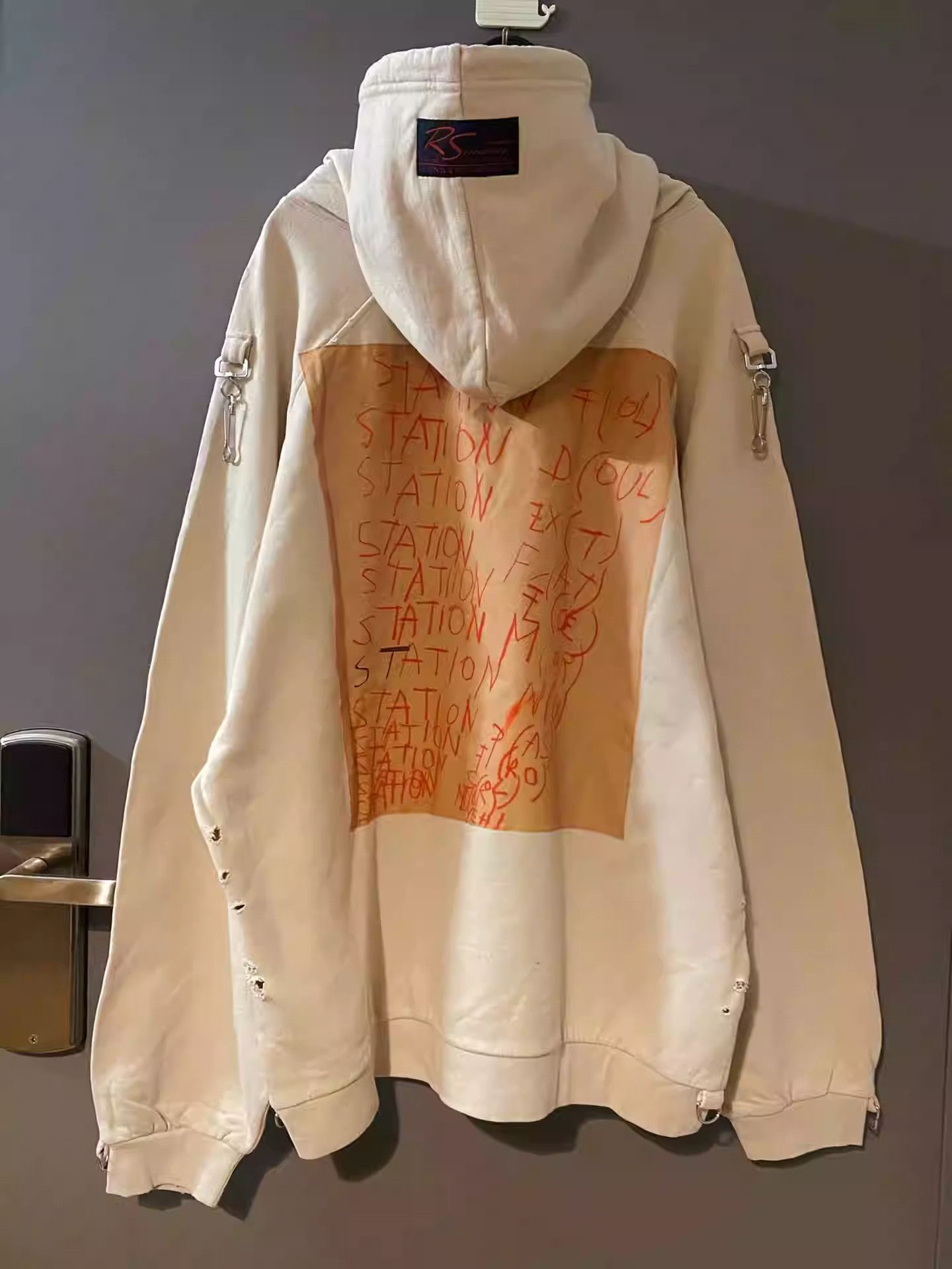raf simons artist co-branded distressed print sweatshirt