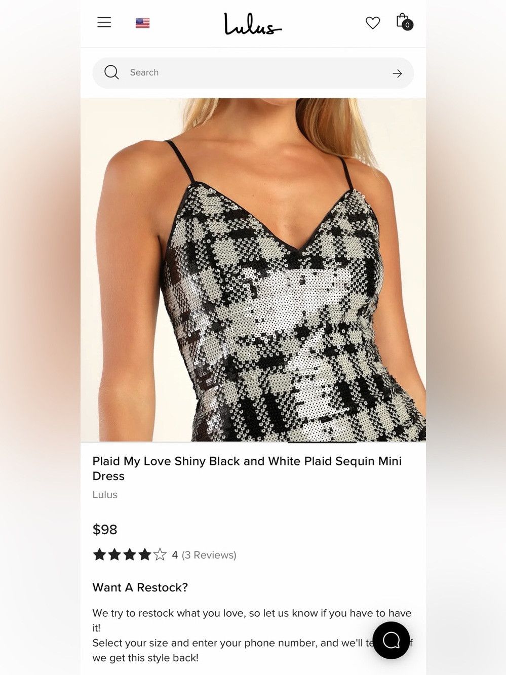 Lulus Plaid My Love Shiny Black/White Plaid Sequin Mini Dress Size L / US 10 / IT 46 - 3 Thumbnail